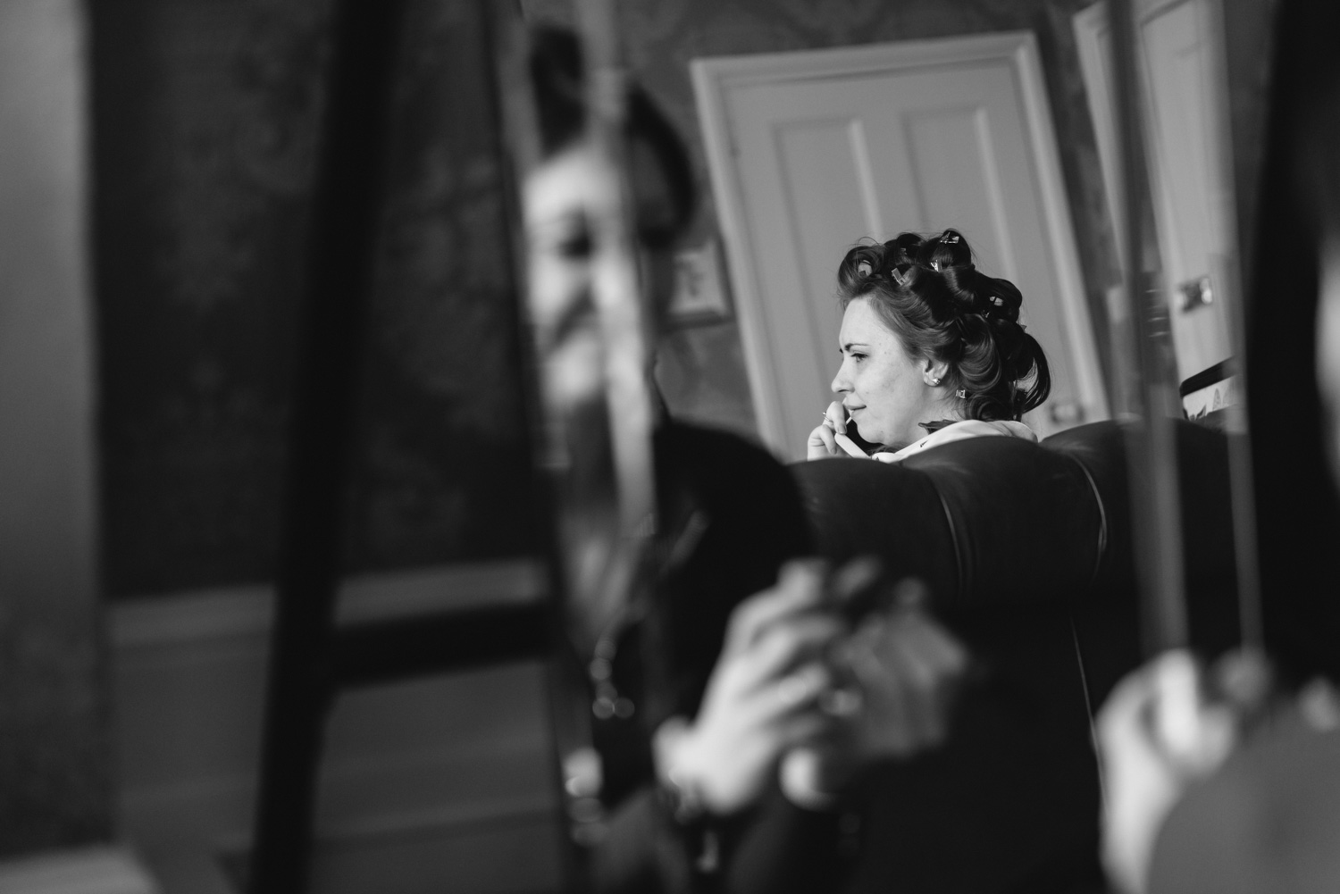 Bride on the phone