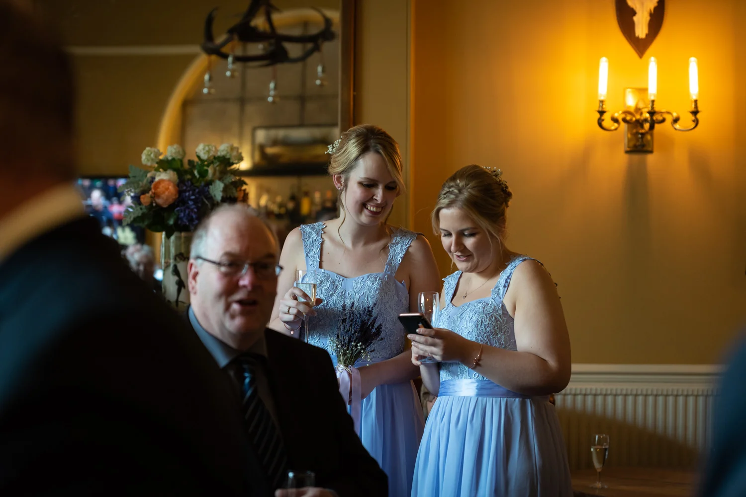 Guests looking at phone