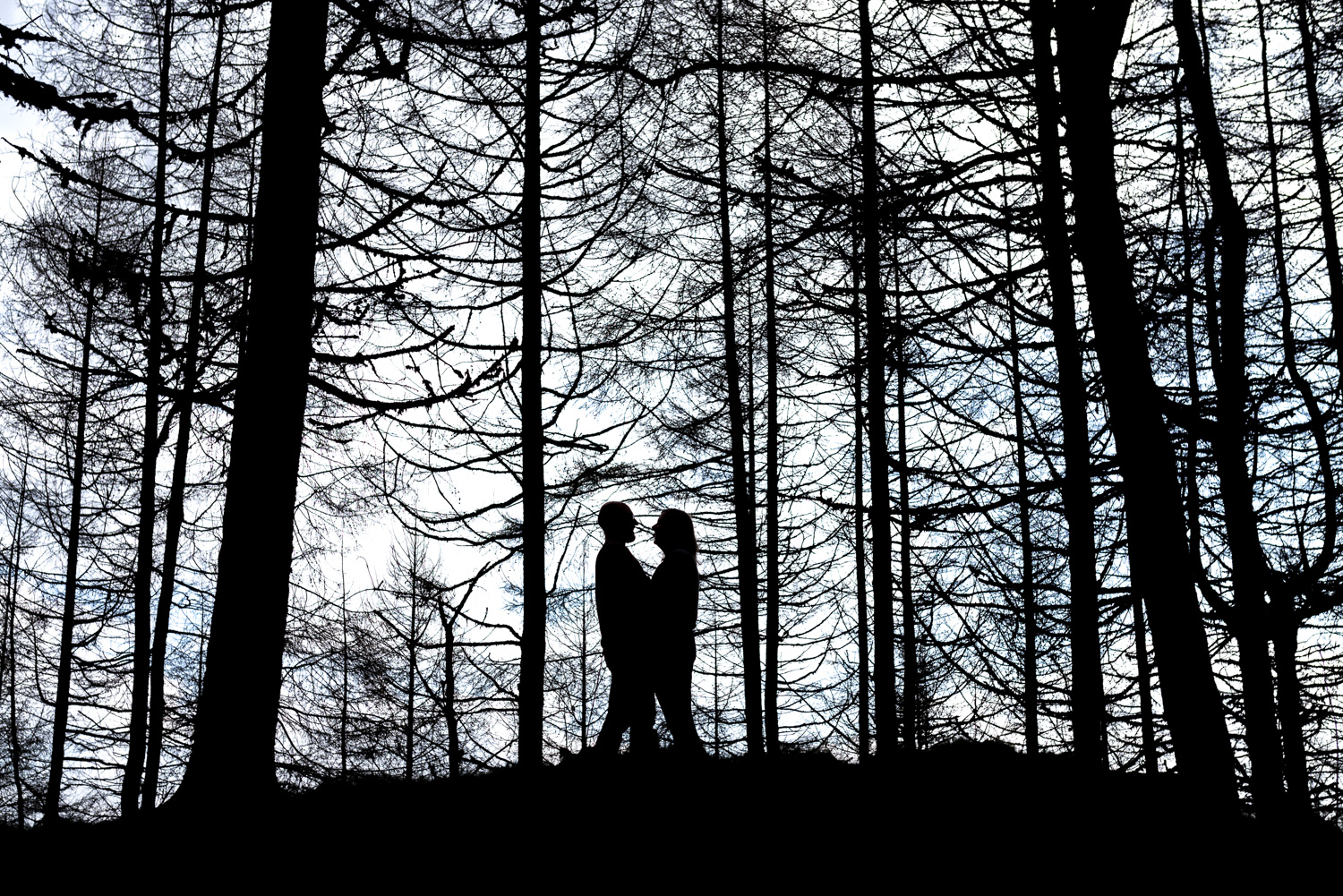 Silhouette of couple during pre-wedding photos