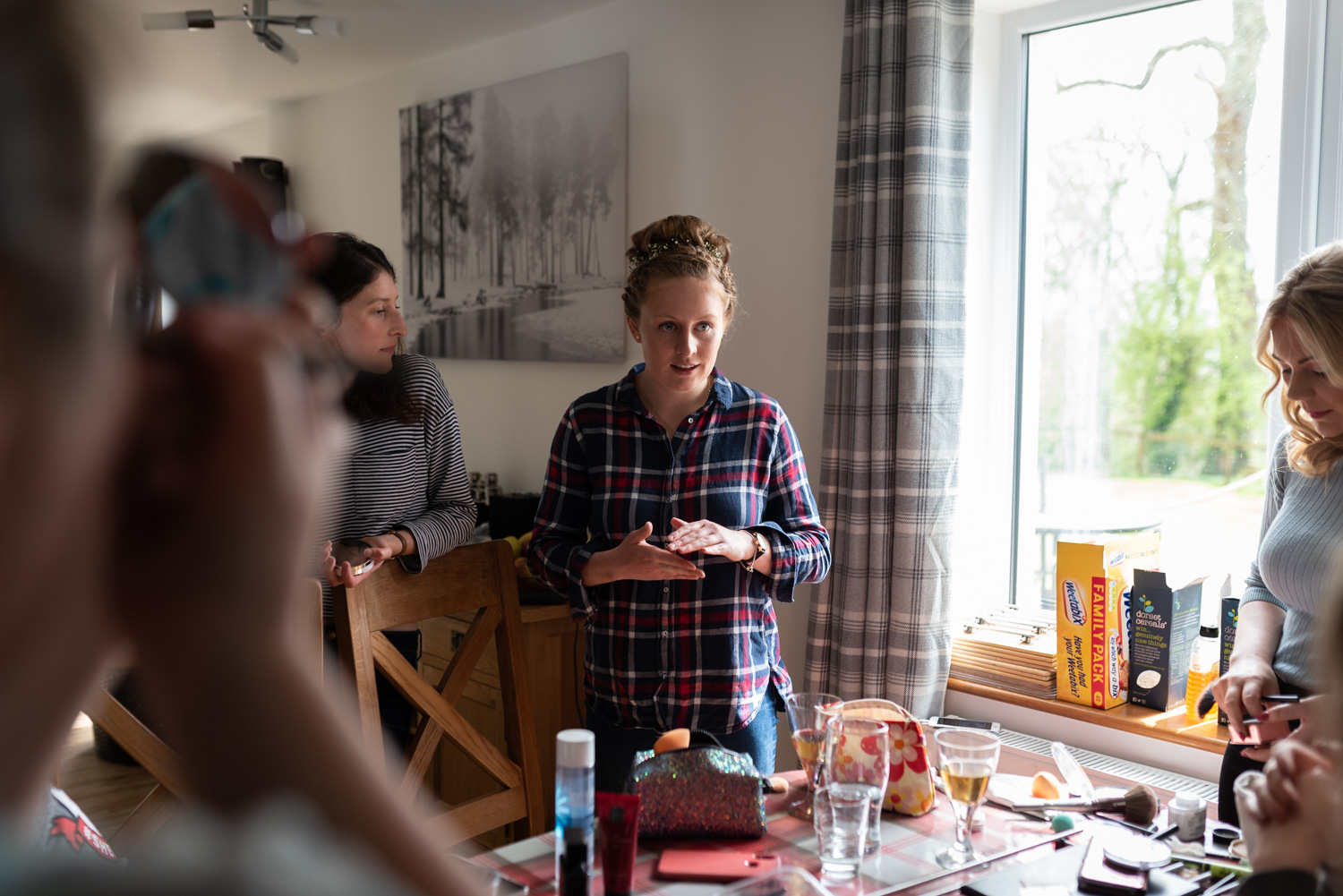 Bridesmaid during wedding morning preparations