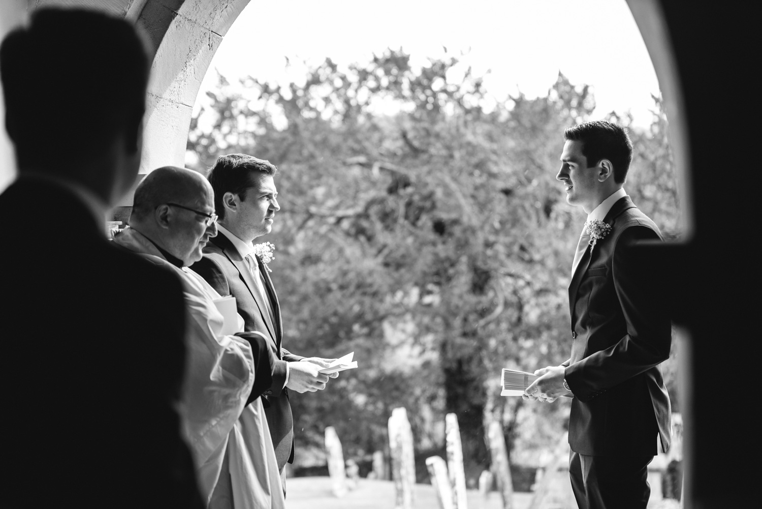 Ushers in church doorway