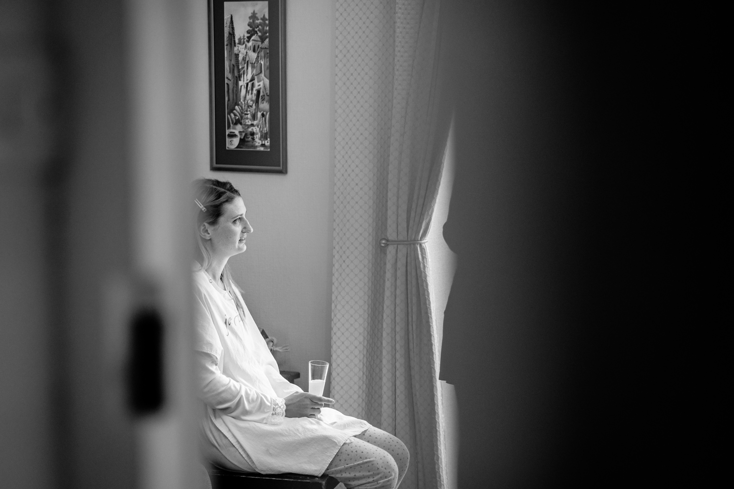 Bride during make-up