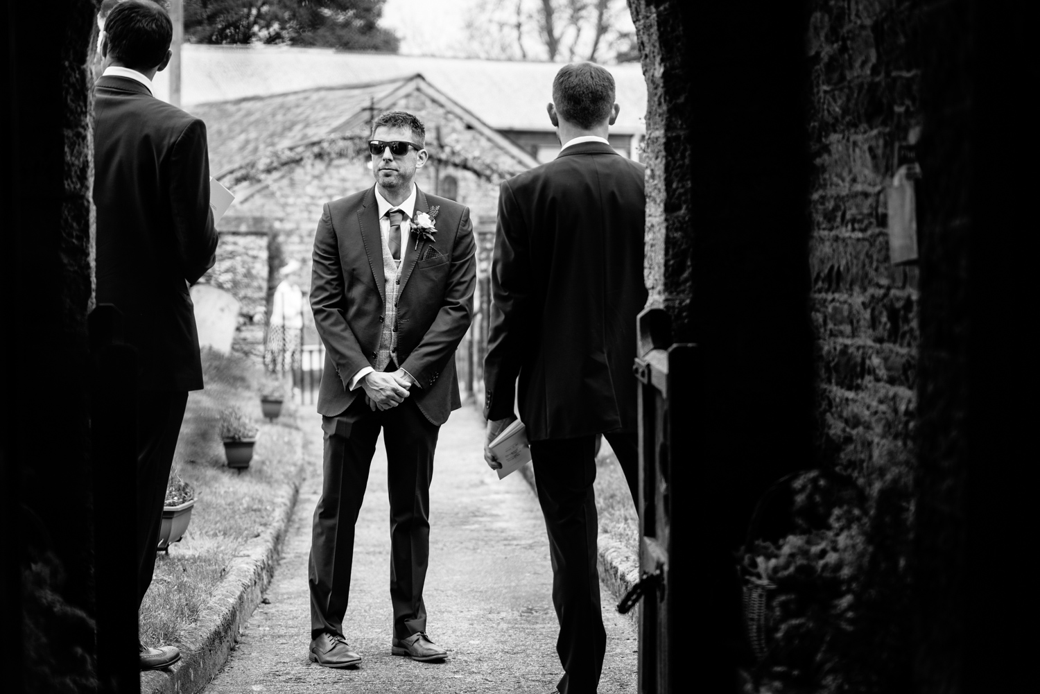 Best man stood waiting at church