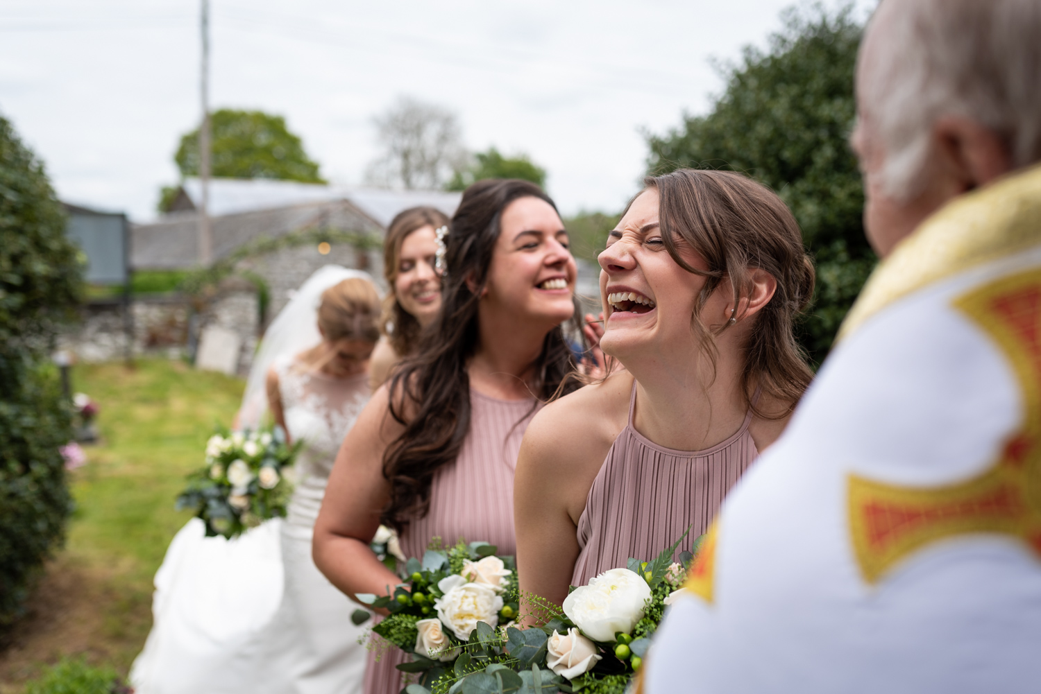Bridesmaids laughing
