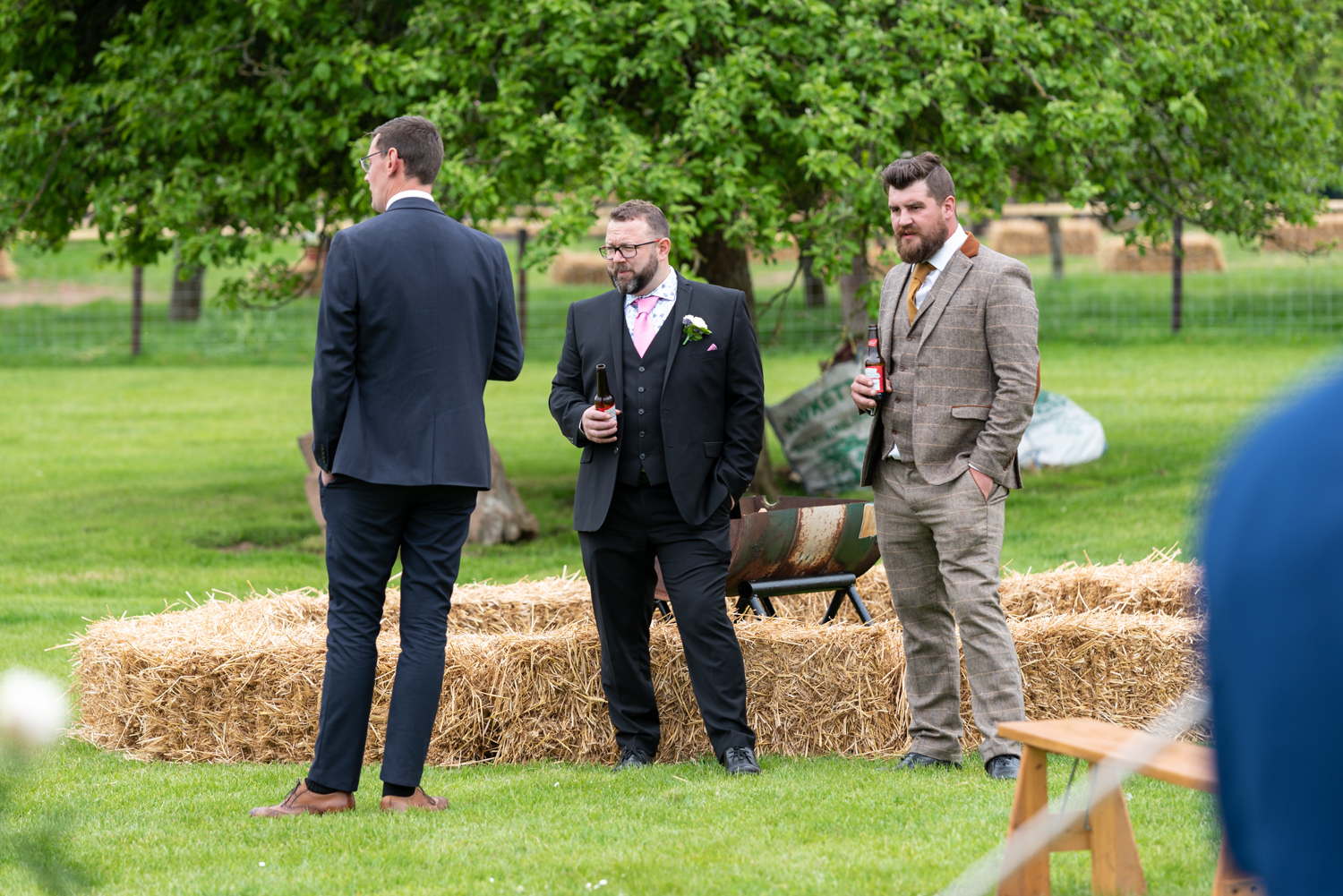 Wedding guests talking