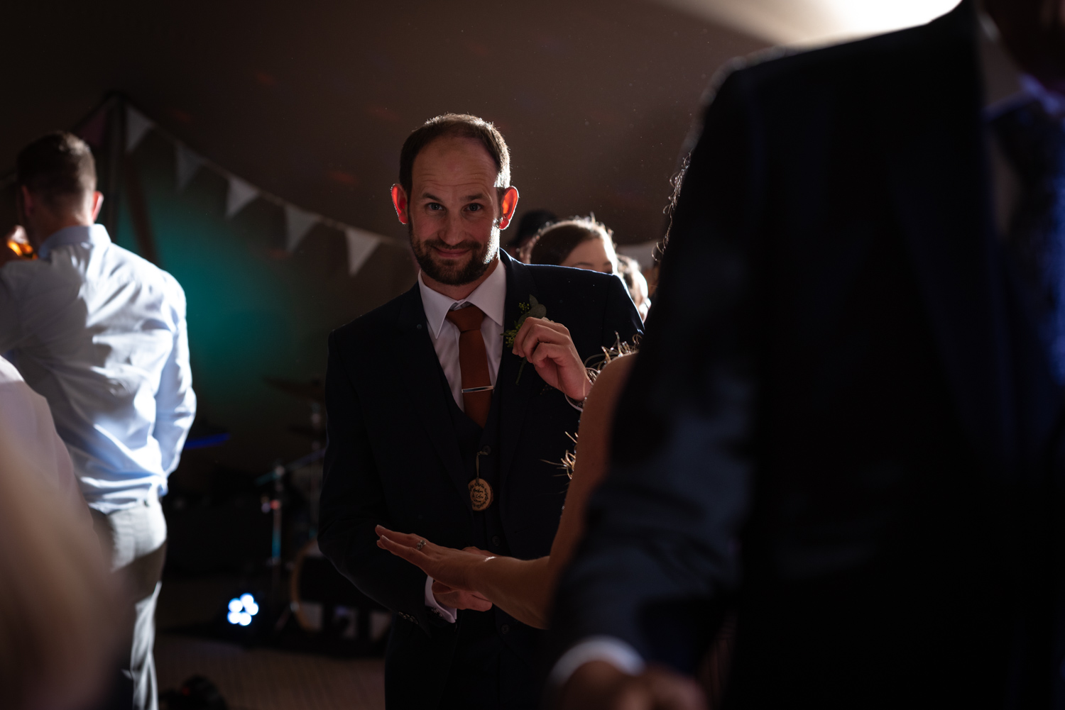 Wedding guests dancing