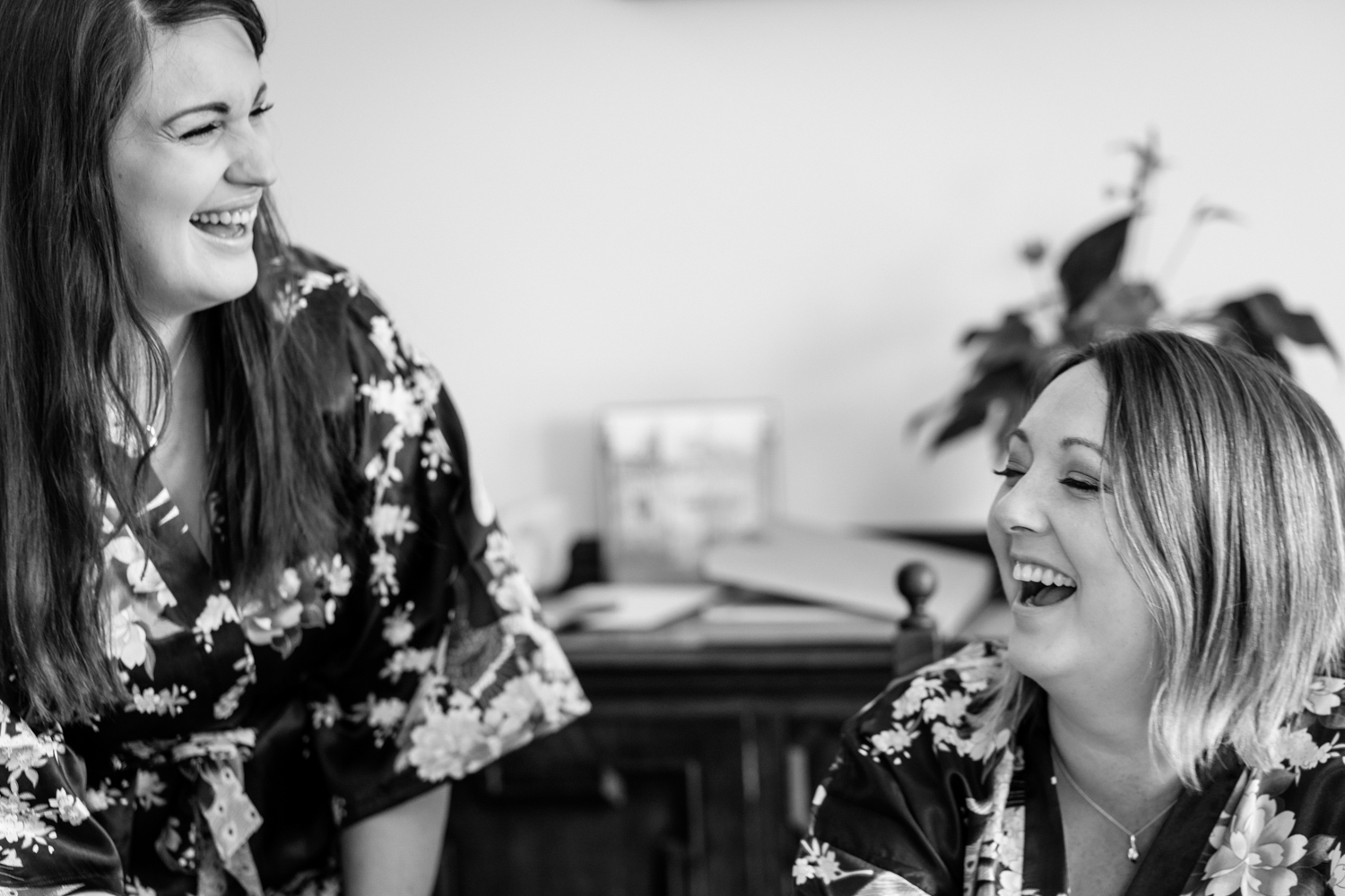 Bridesmaids laughing