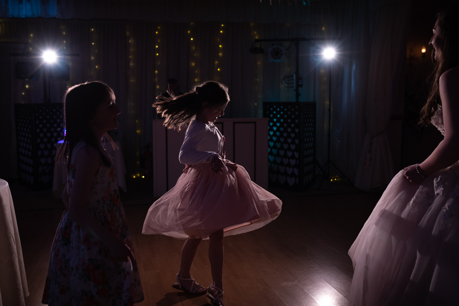 Children dancing at evening wedding party