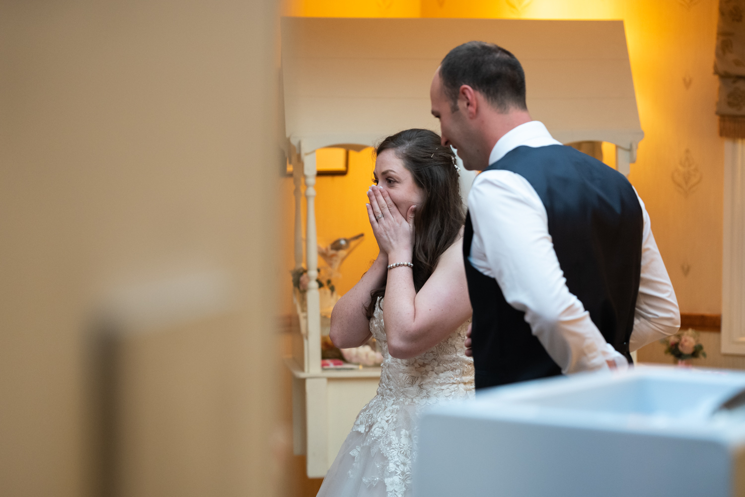 Bride looking shocked