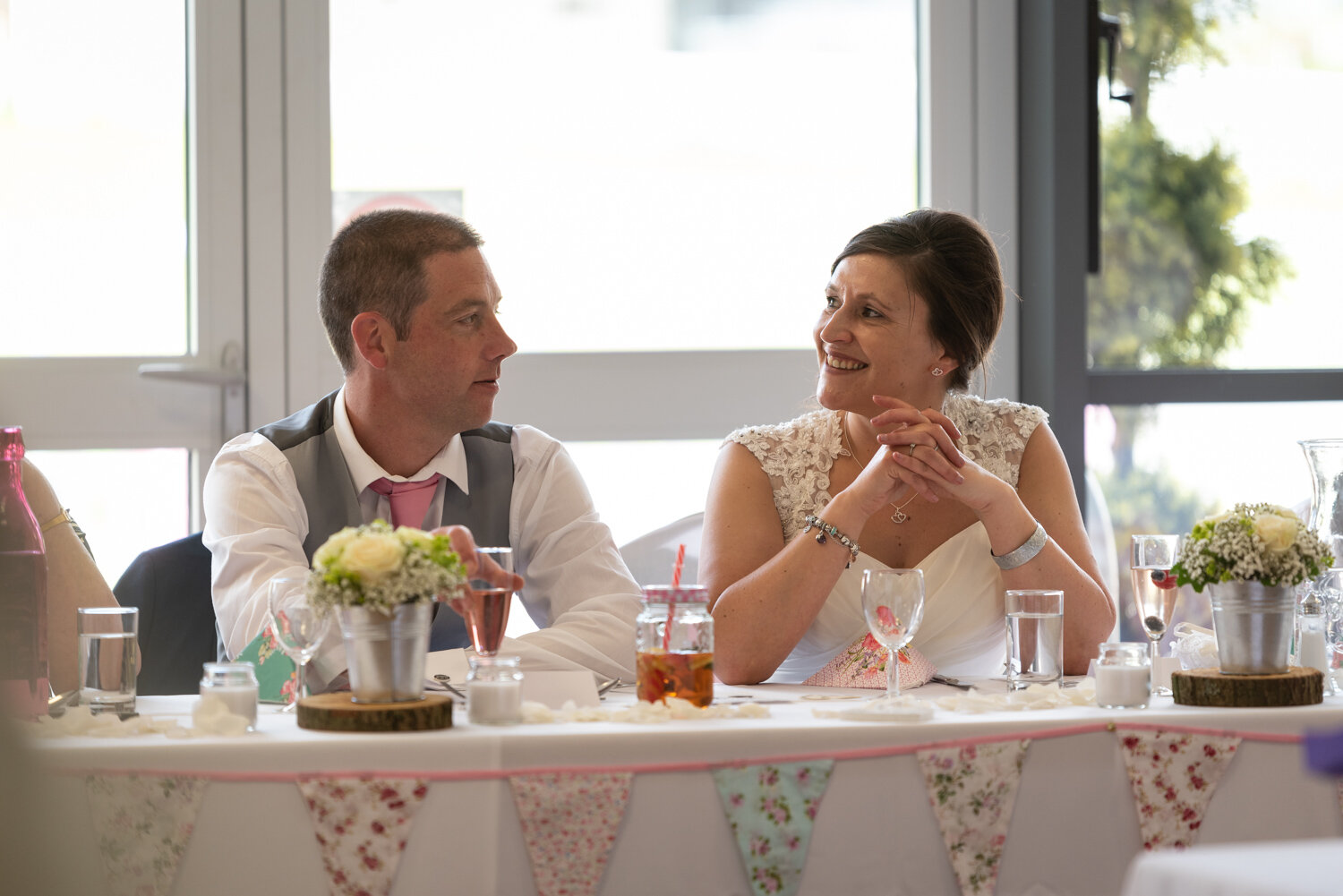 Groom and bride during speeches