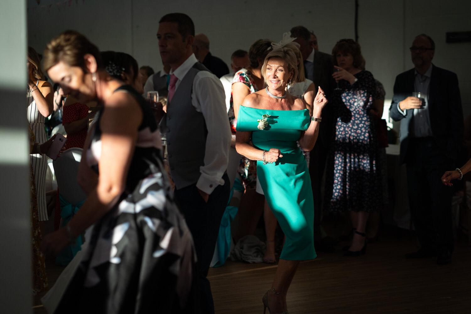 Wedding guests partying at a Royal Welsh Showground wedding