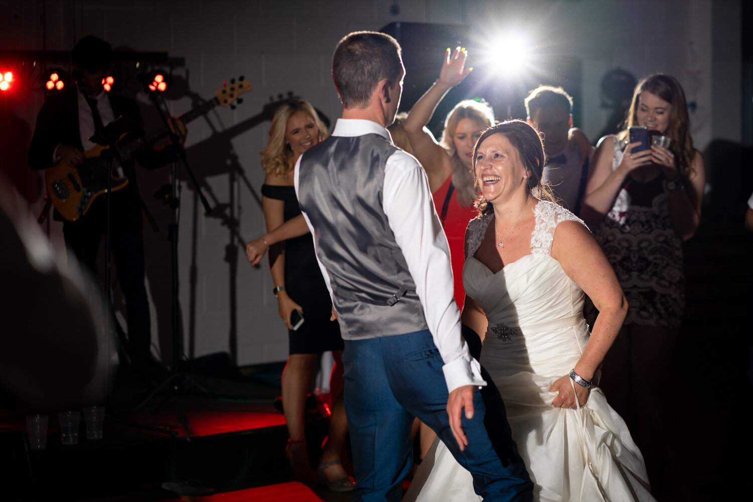 Bride and groom dancing