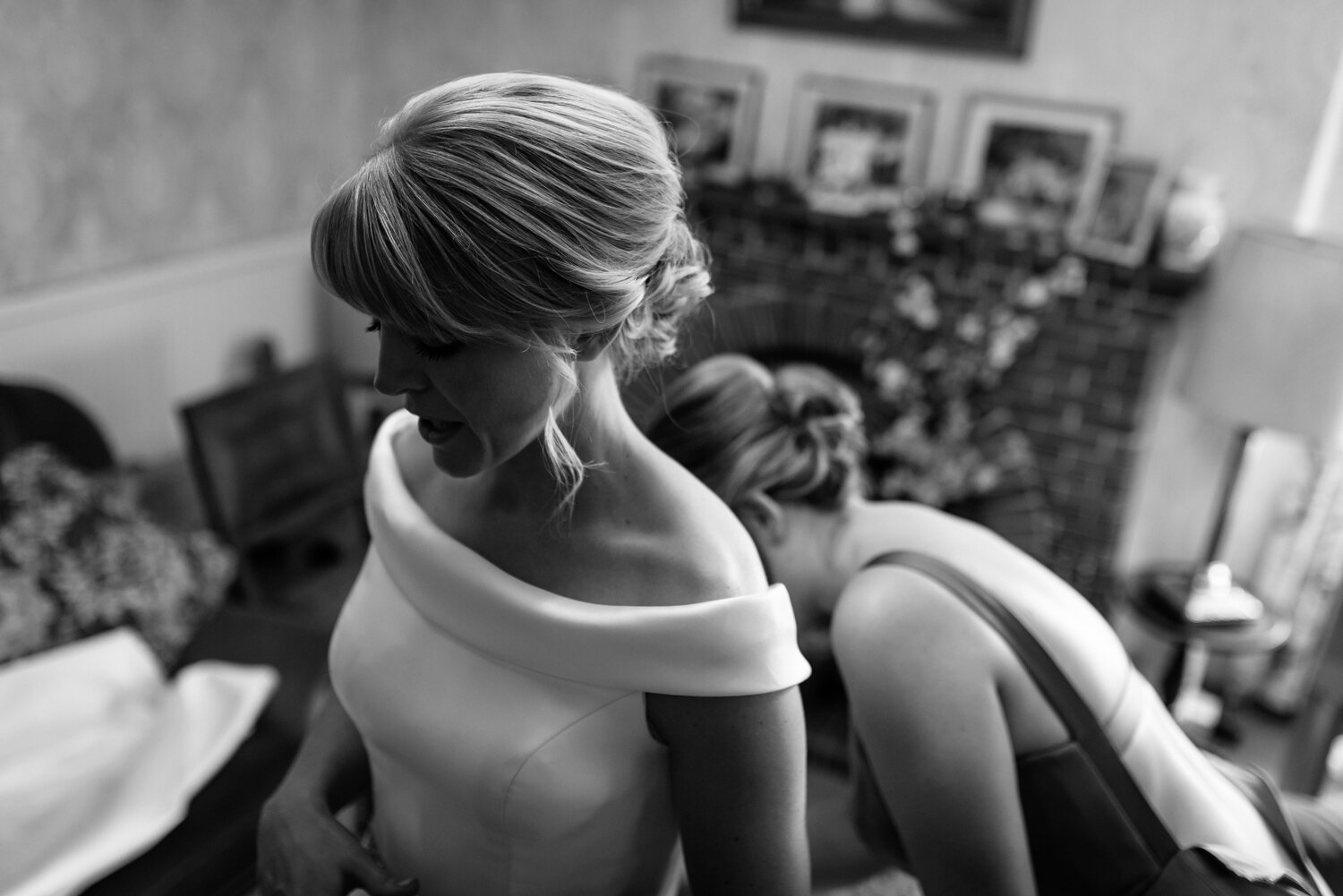 Wedding dress being done up