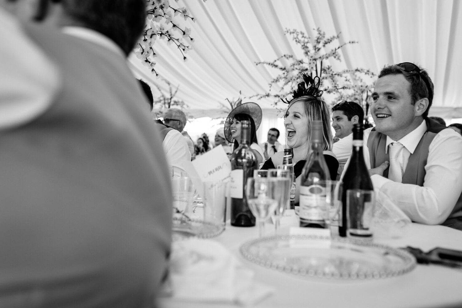 Laughter during wedding speeches