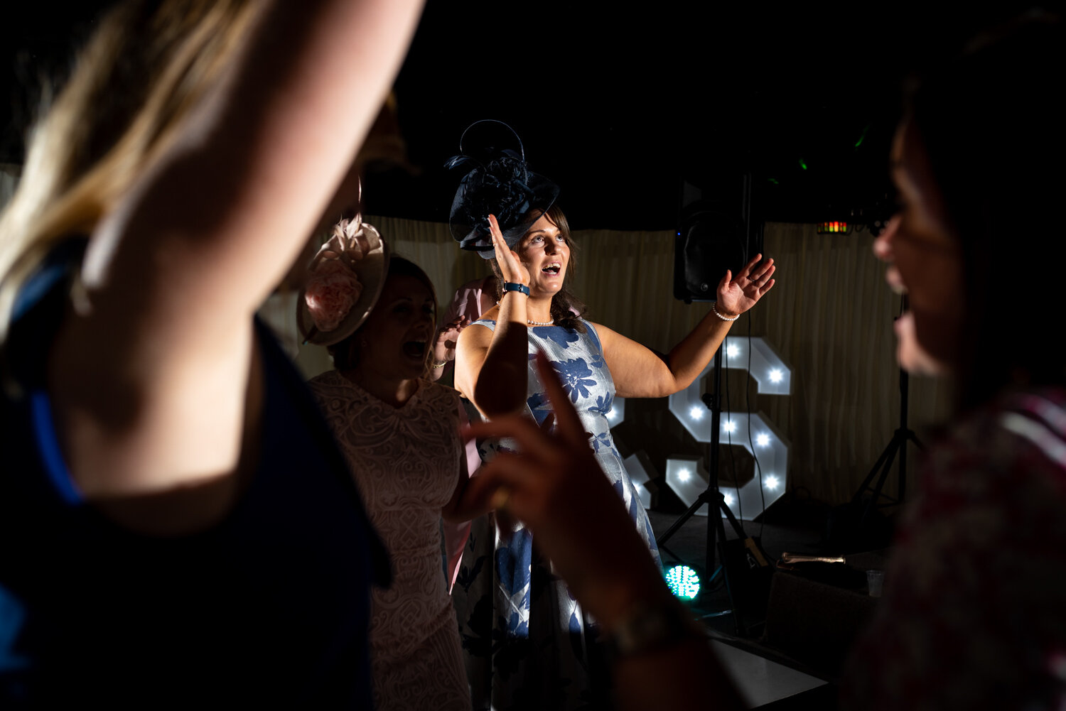 Wedding guests dancing