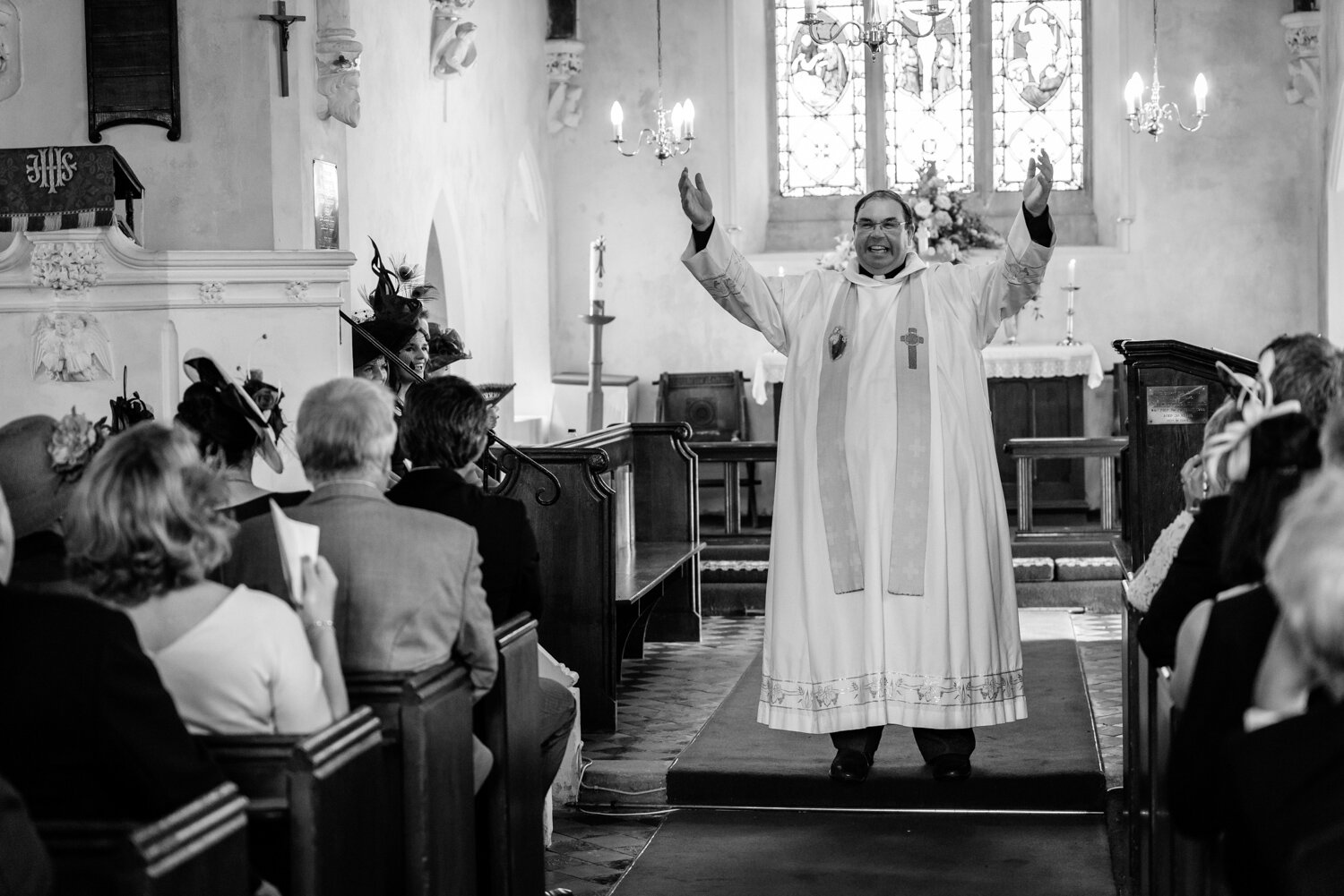 Vicar in church