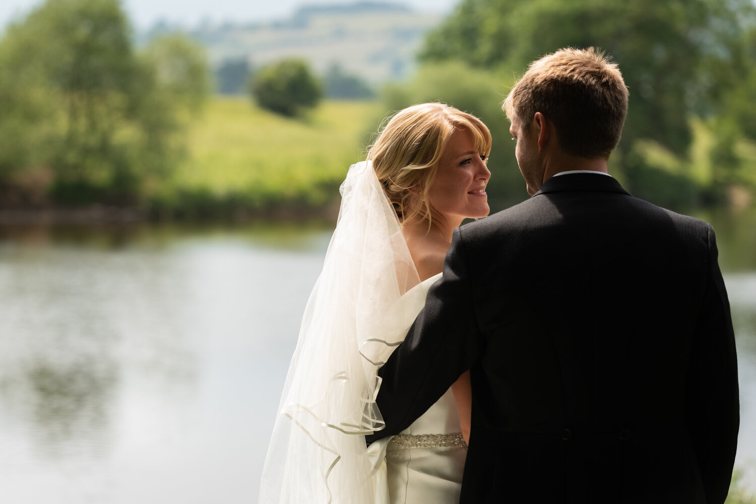 Bride and groom by River Wye