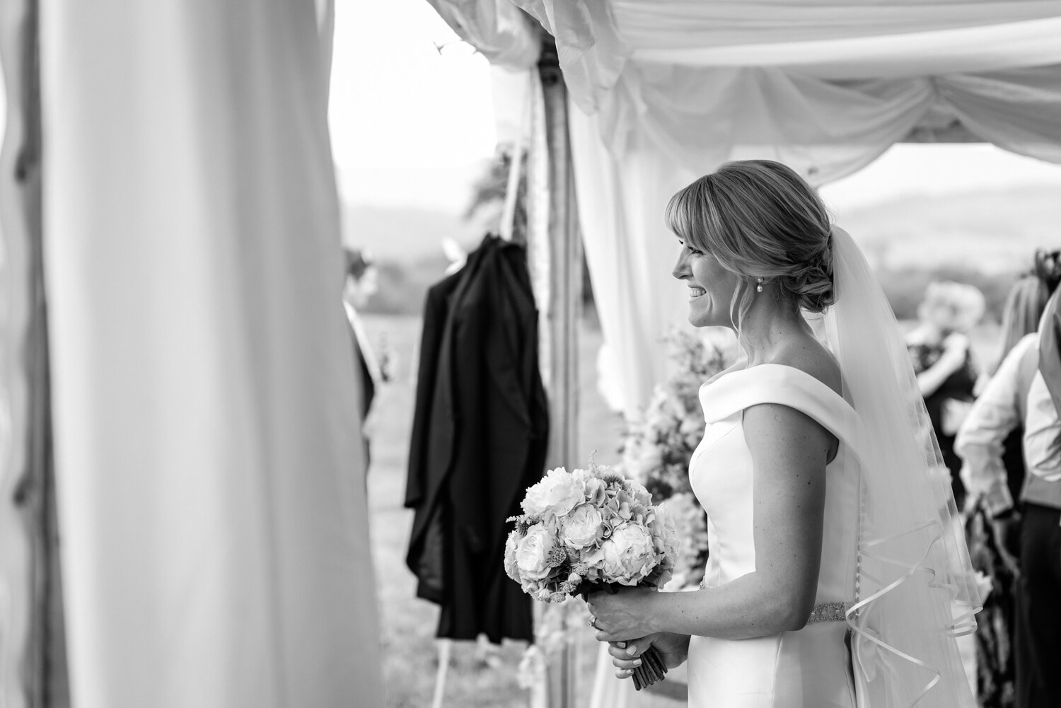 Bride during wedding reception