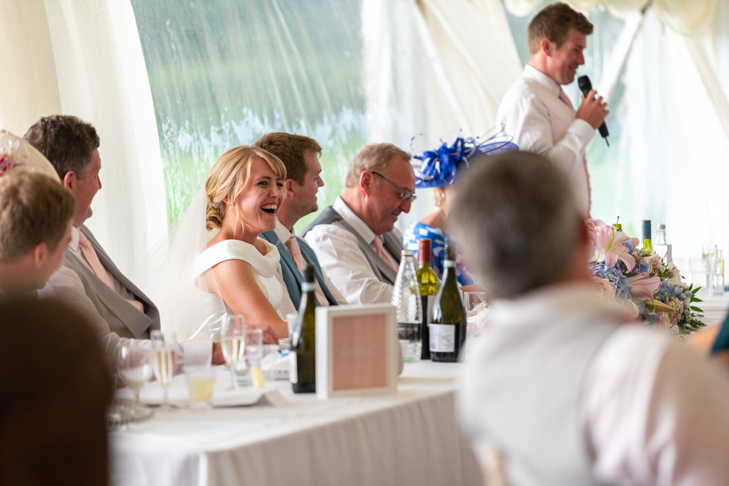 Bride laughing