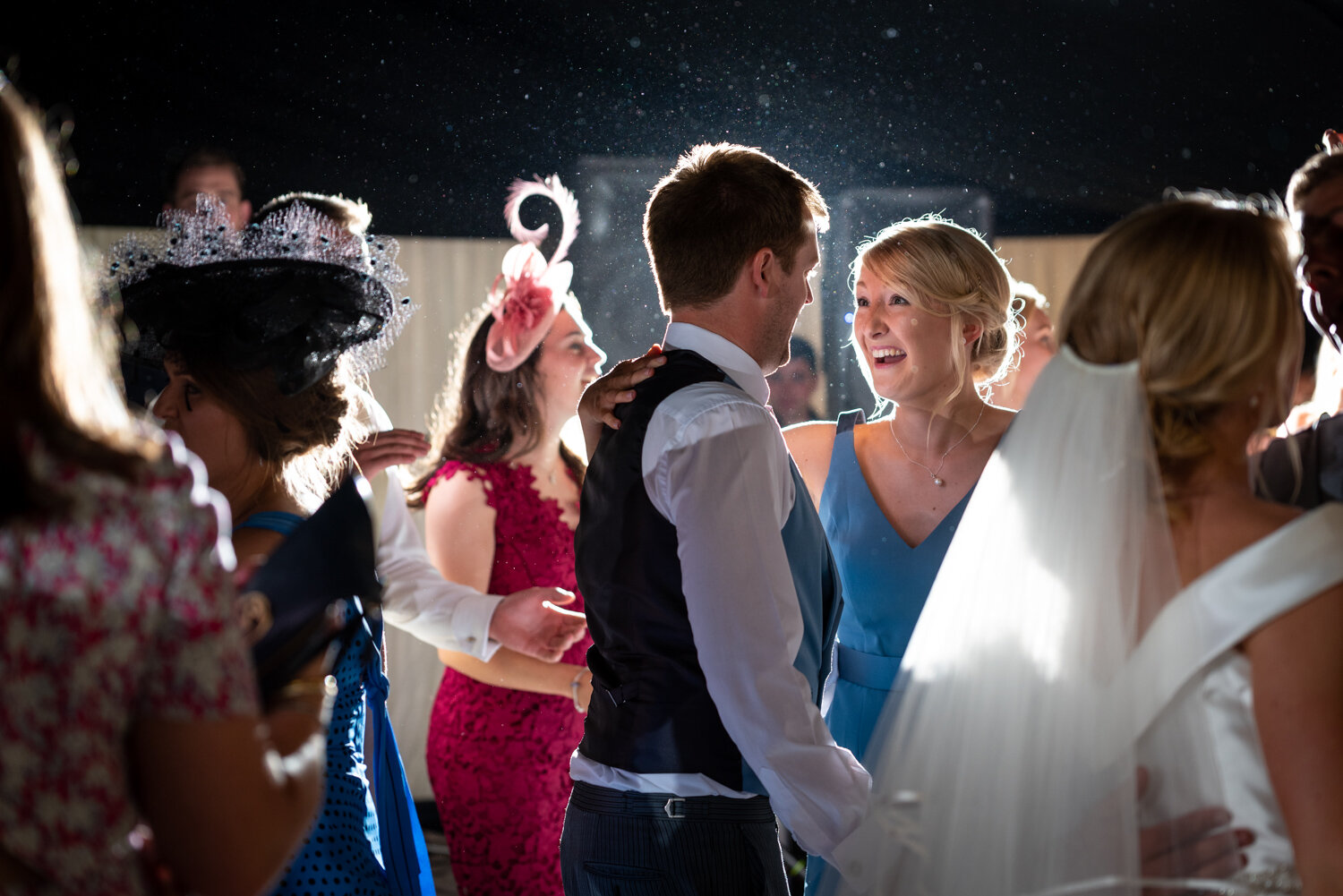 Wedding guests dancing