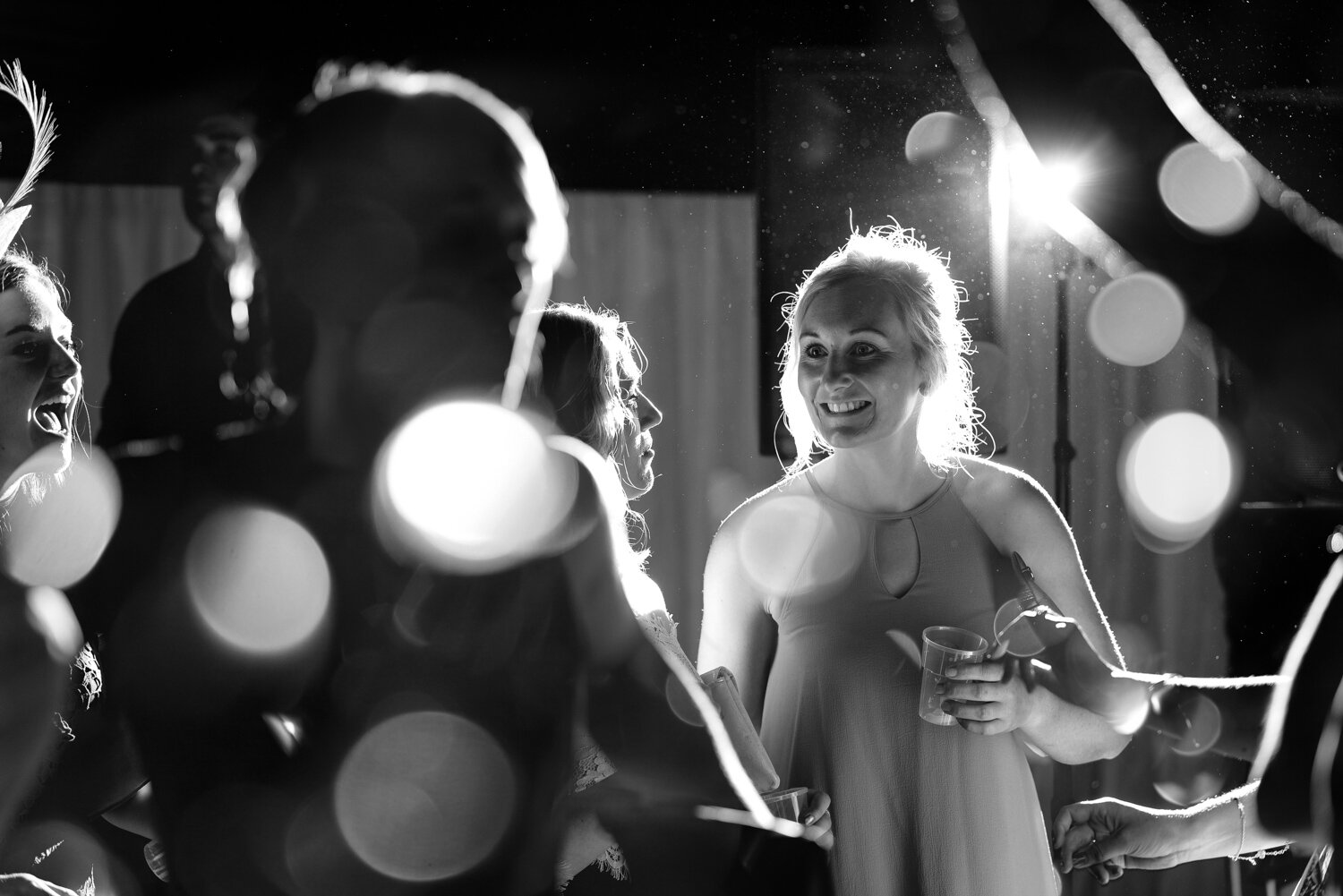 Wedding guests on dance floor