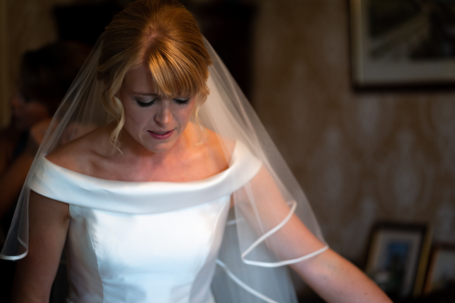 Bridal having veil altered