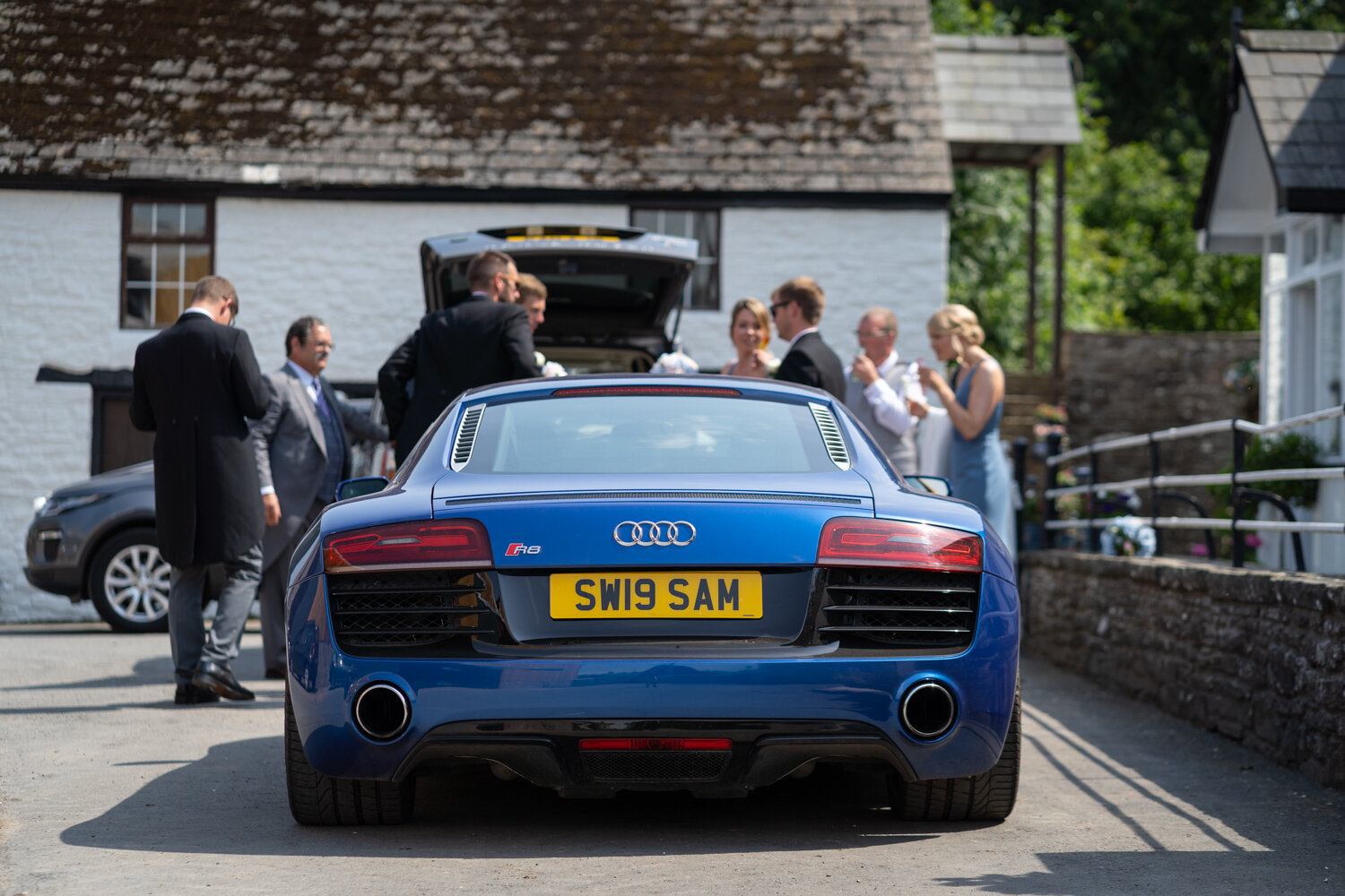 Audi R8 wedding car at Powys wedding