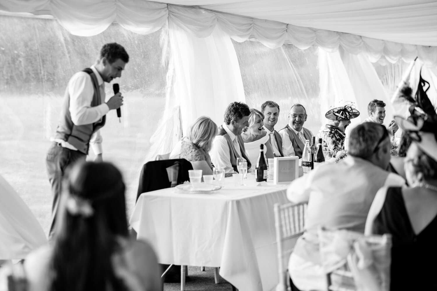 Lots of laughter during best man speech at Breconshire wedding
