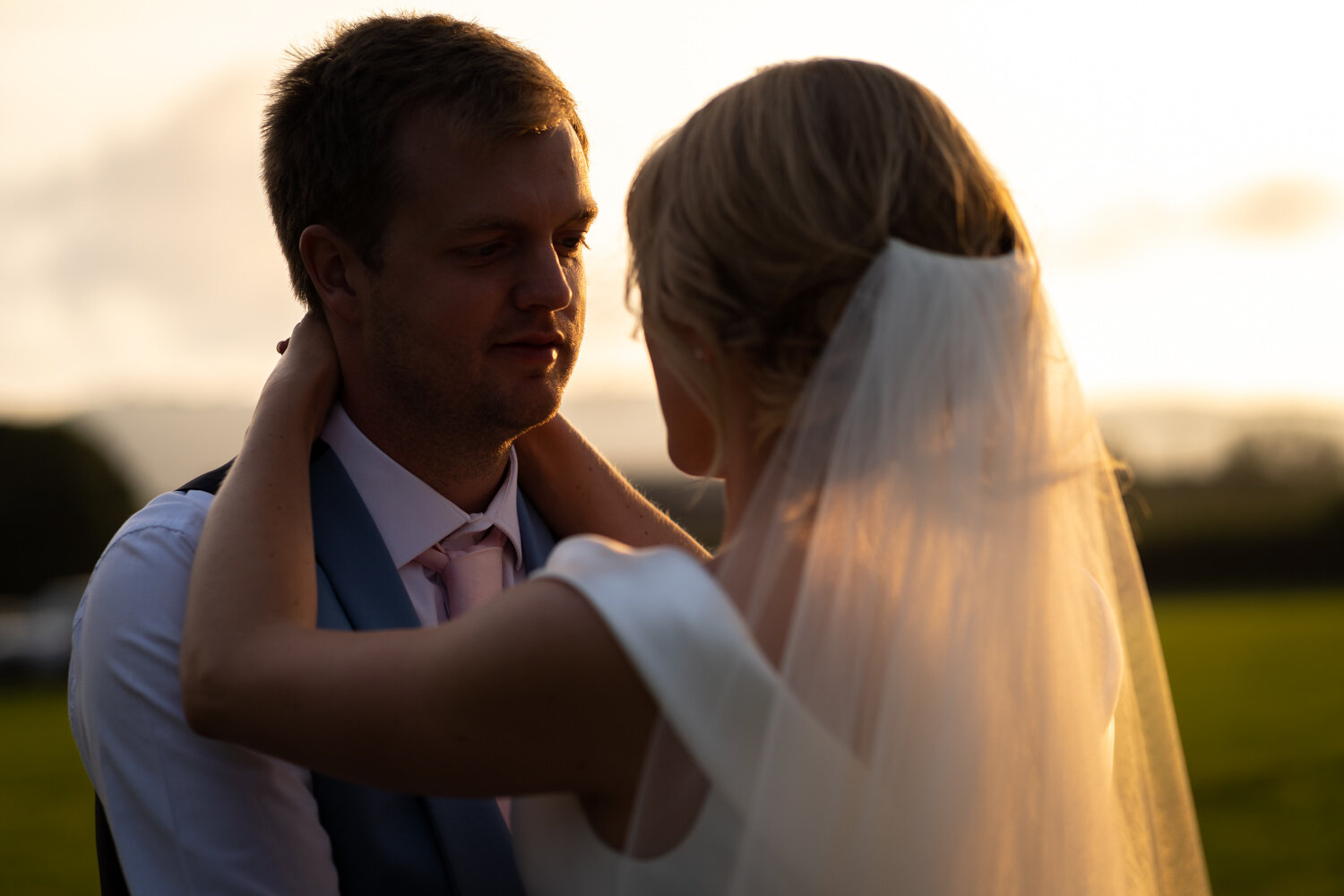 Gorgeous light during golden hour at South Wales wedding