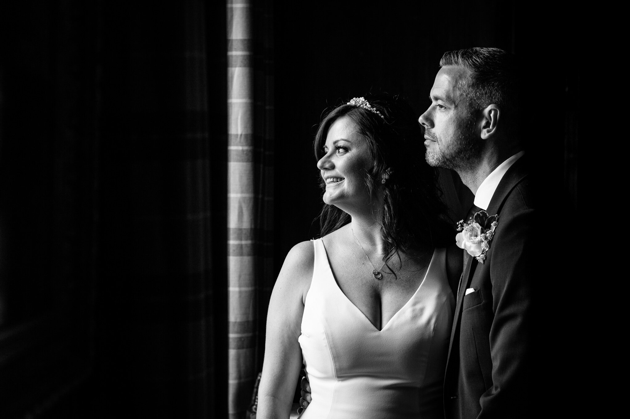 Bride and groom at Peterstone Court