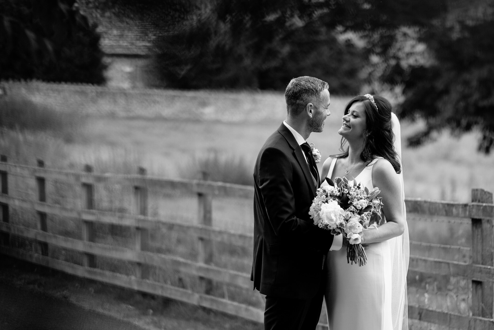 Bride and groom portrait at Peterstone Court