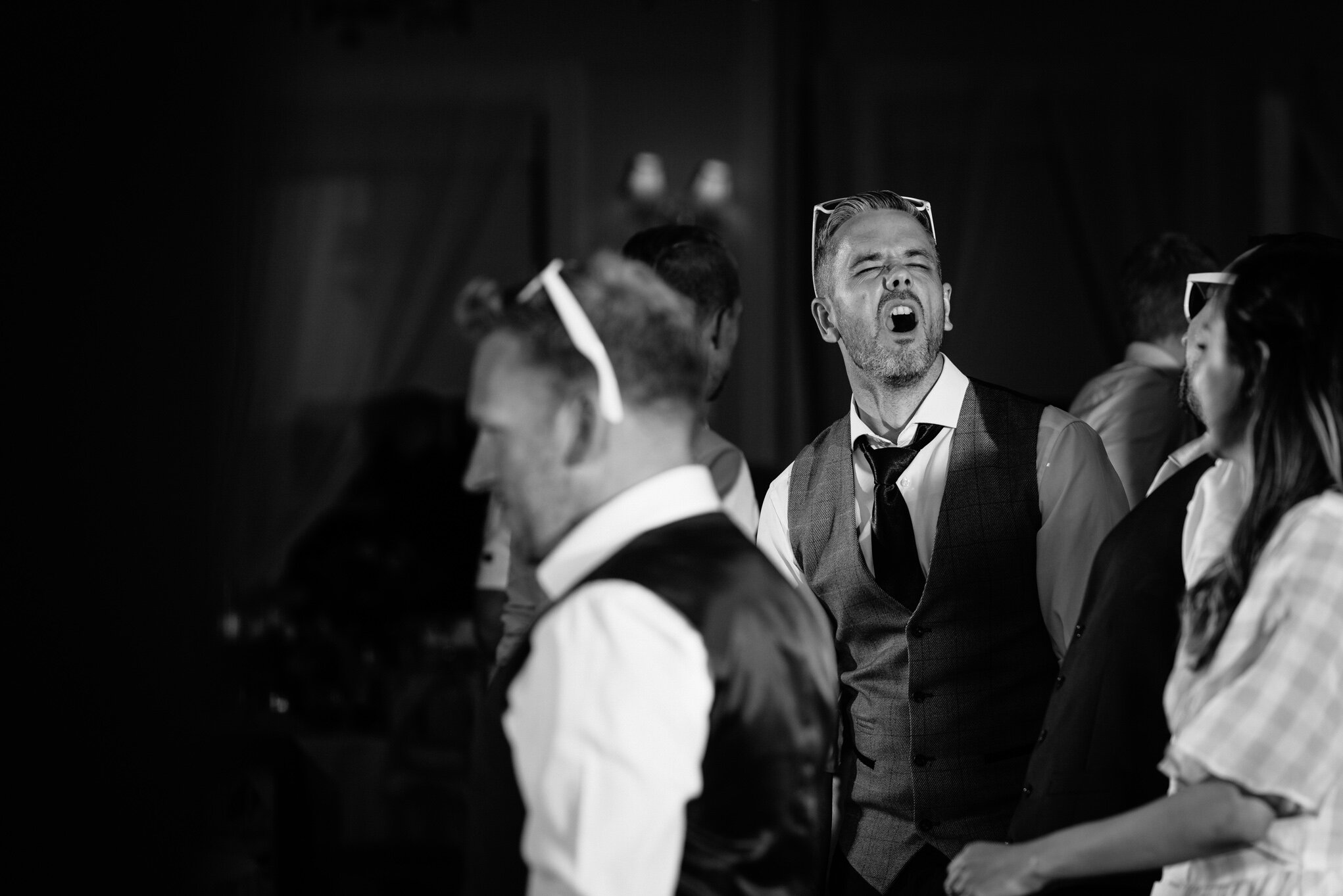 Groom pulling funny face