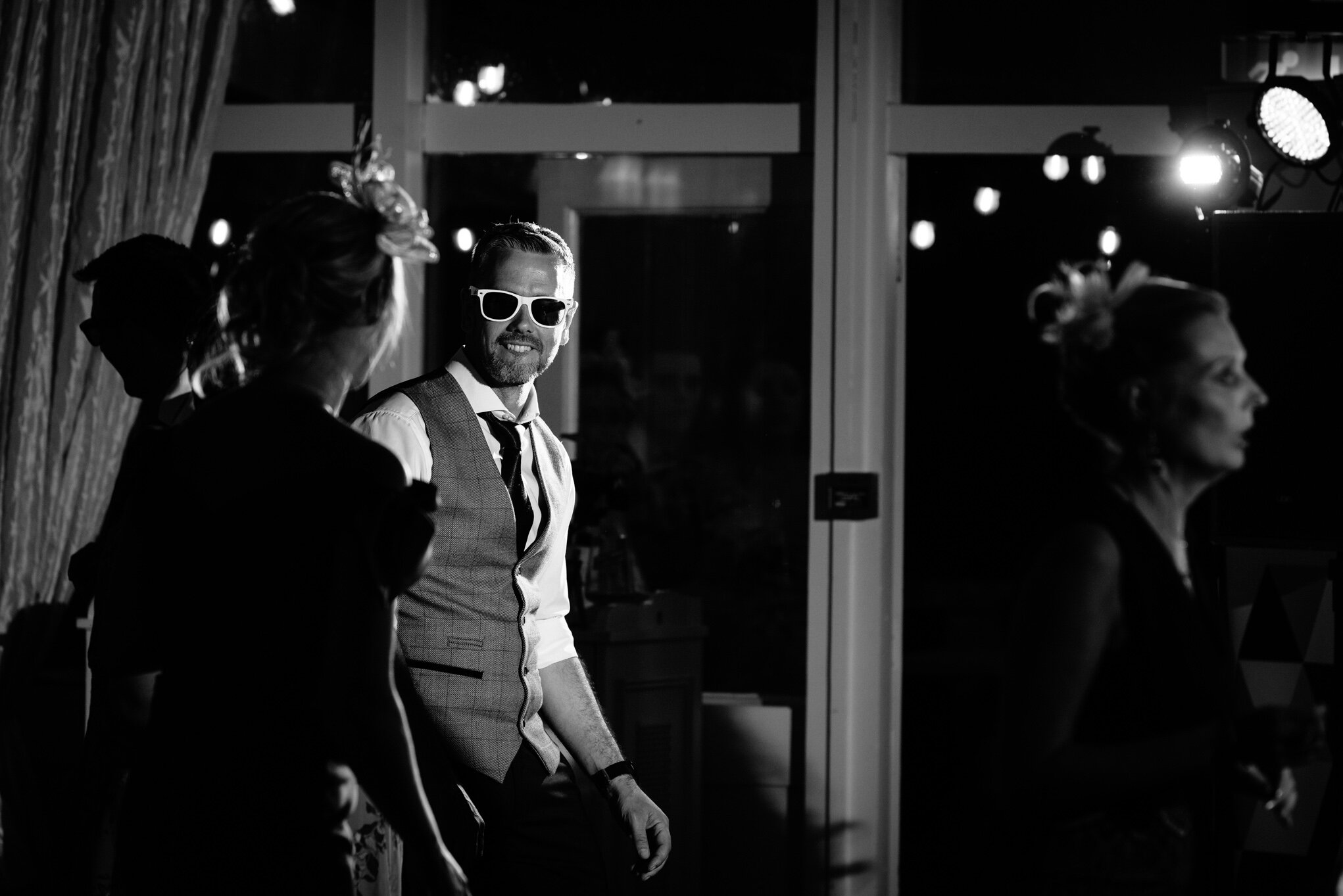 Groom dancing at Peterstone Court wedding