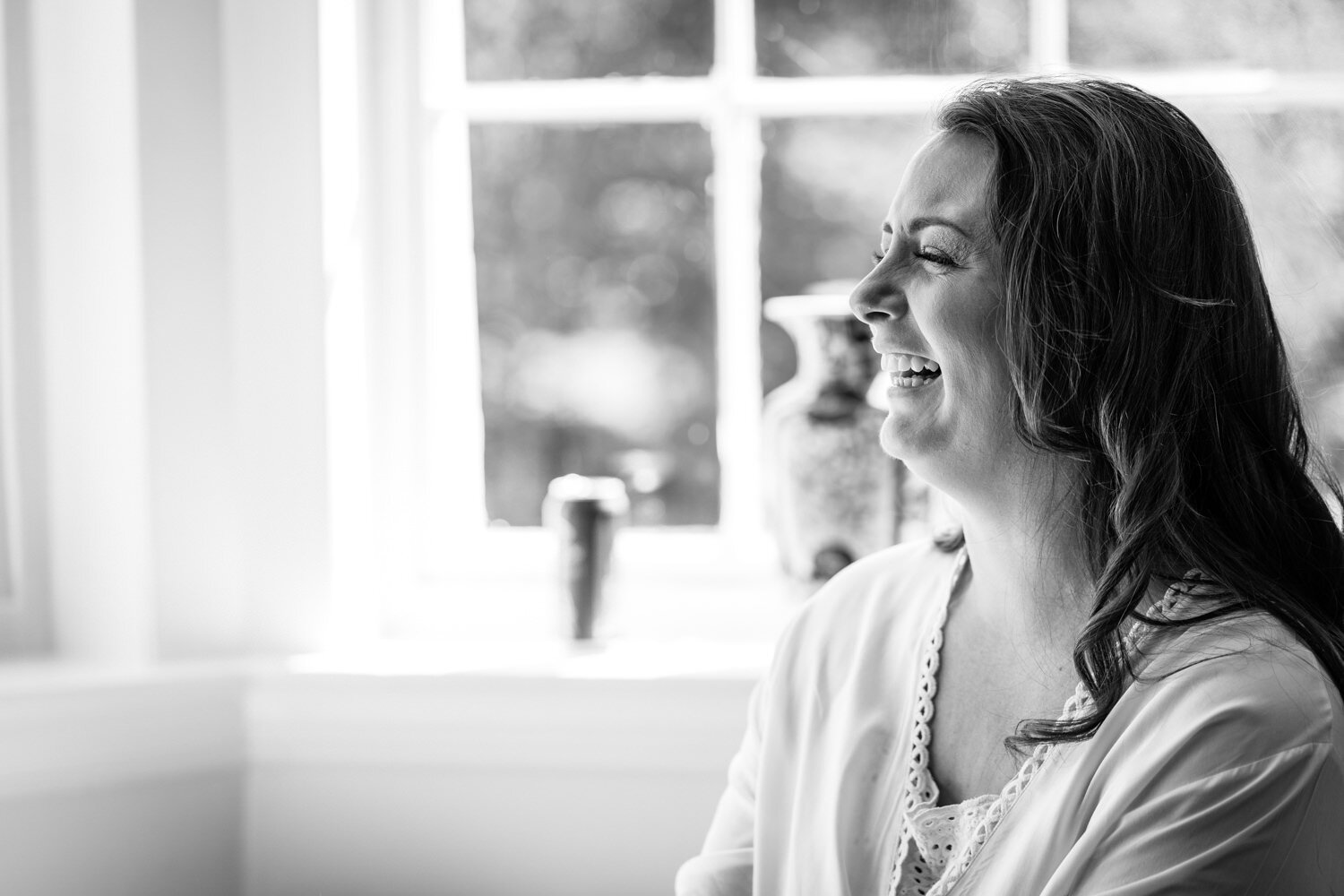 Smiling bride at Tall John's House