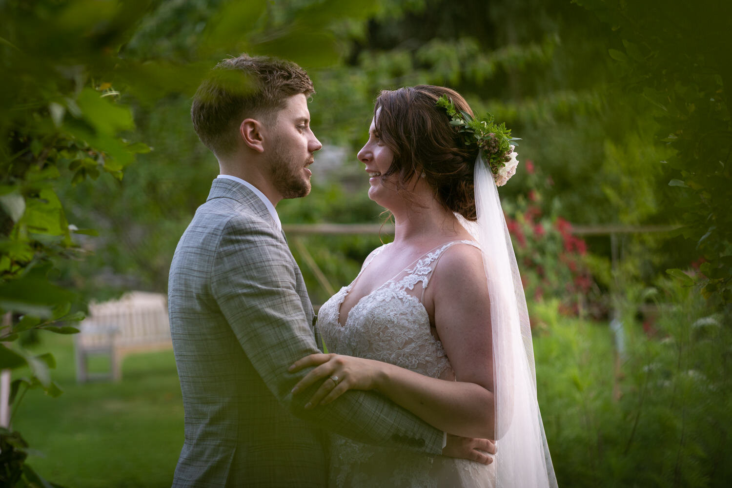 Bride and groom portrait at Tall John's House