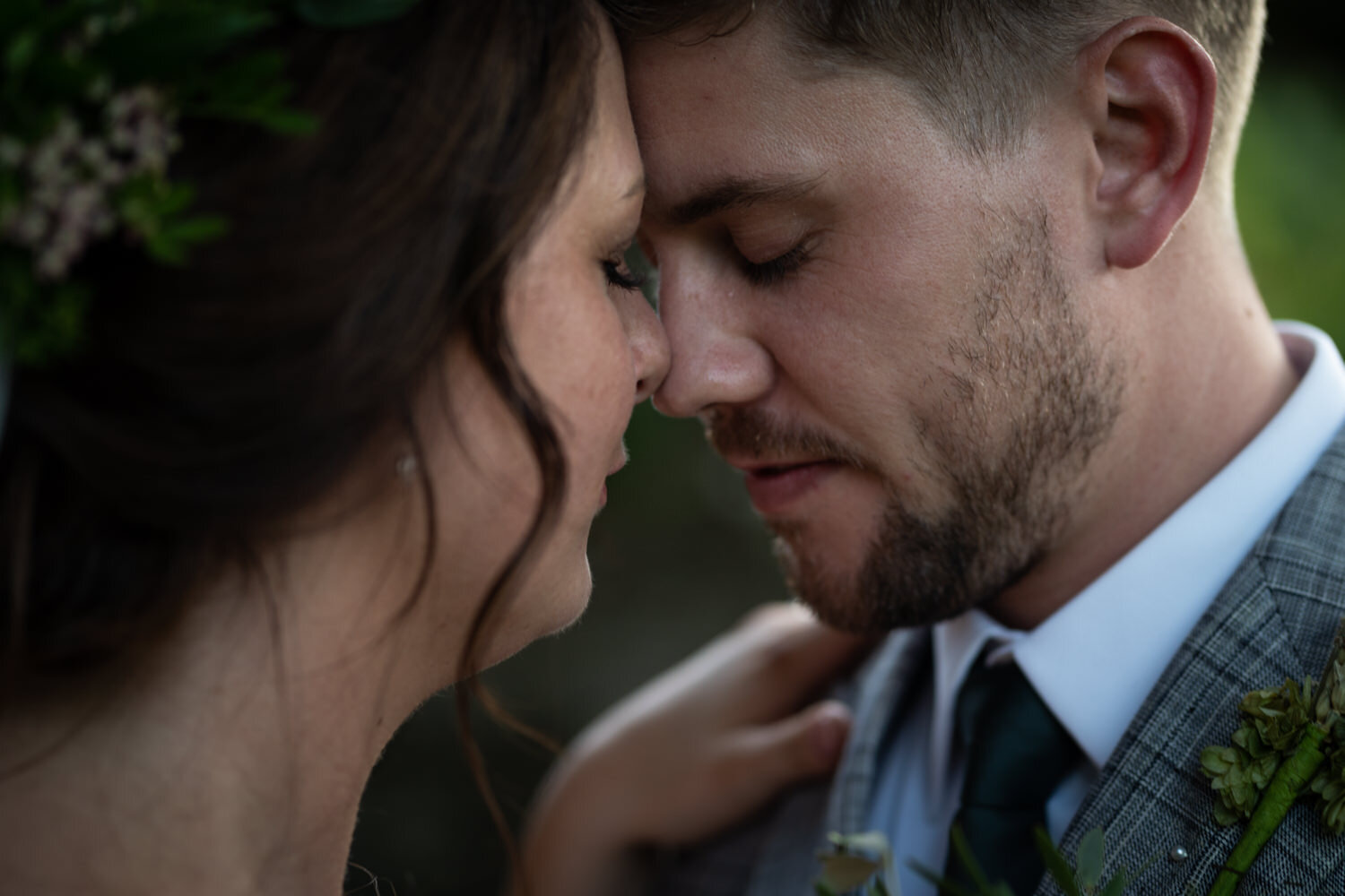 bride &amp; groom portrait at Tall John's House