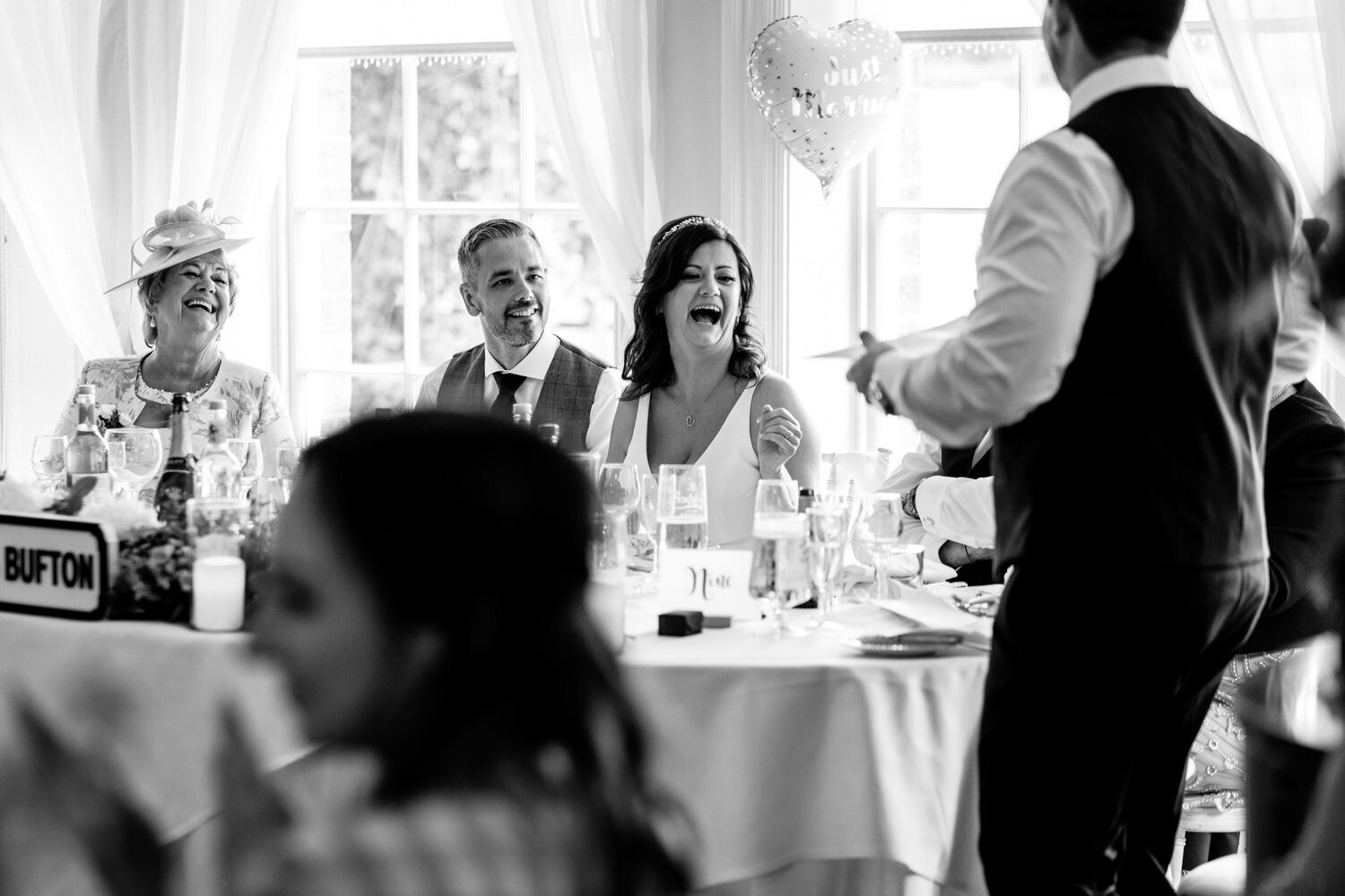 Peterstone Court wedding bride laughing