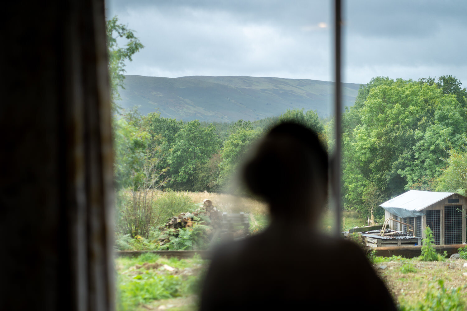 Views over hills before Powys wedding