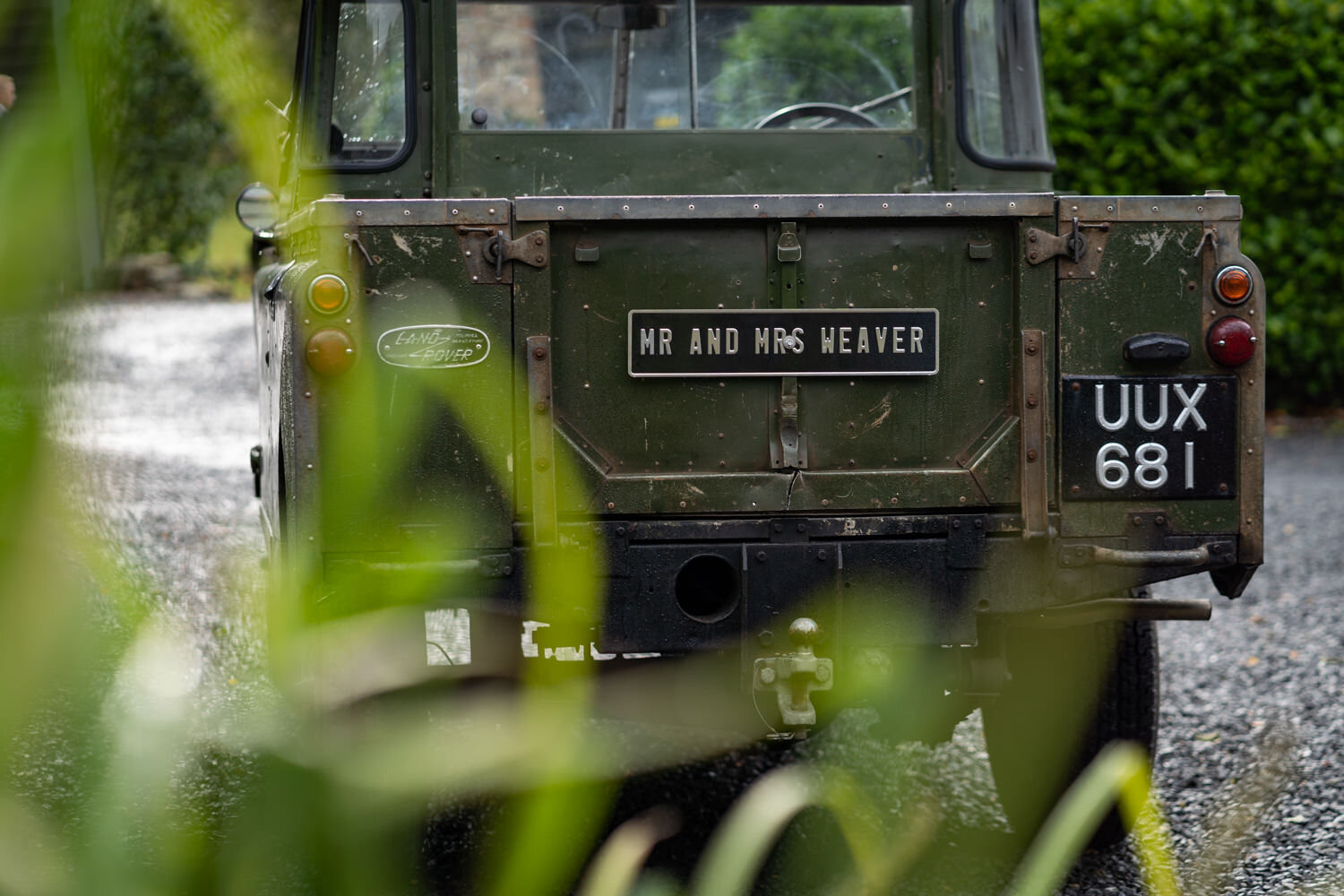 Wedding landrover at Powys wedding