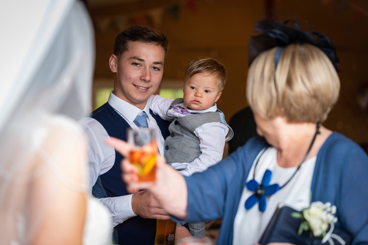 Wedding guests at Glyngynwydd Wedding Barn