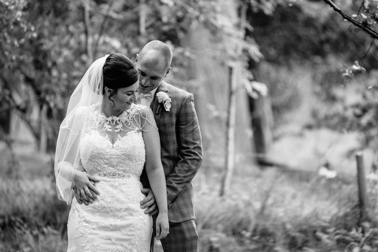 Bride and groom at Glyngynwydd Wedding Barn