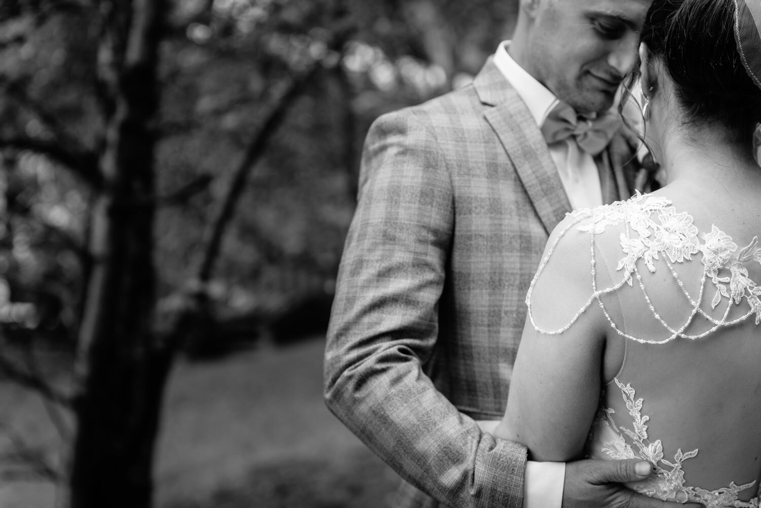 Glyngynwydd Wedding Barn wedding bride and groom together