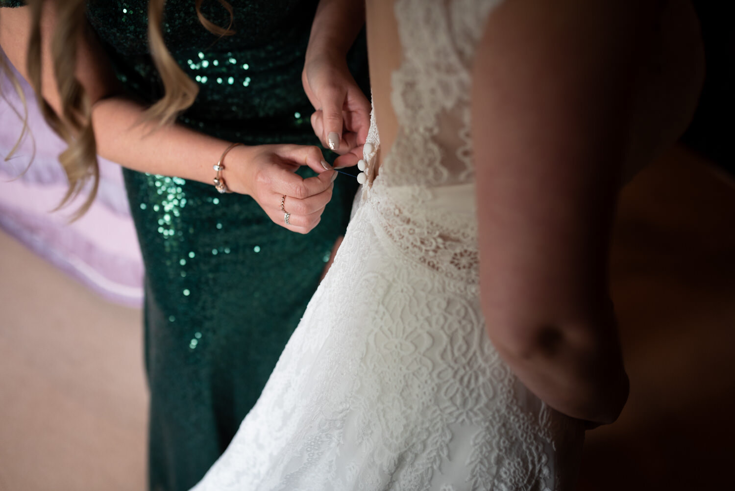 Back of brides wedding dress