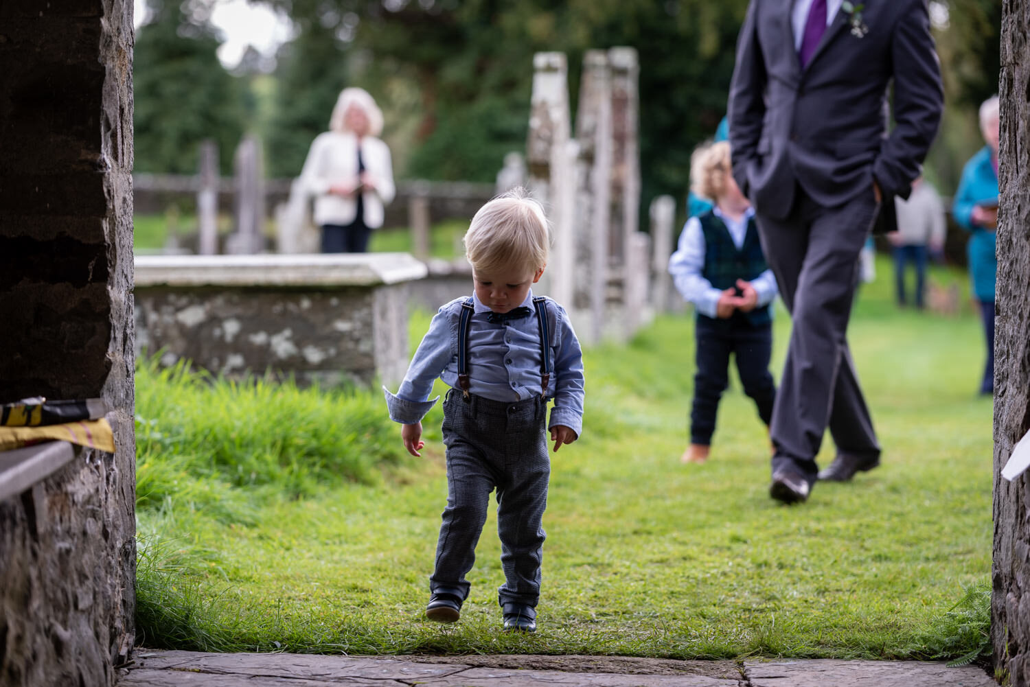 Lone child in church doorway