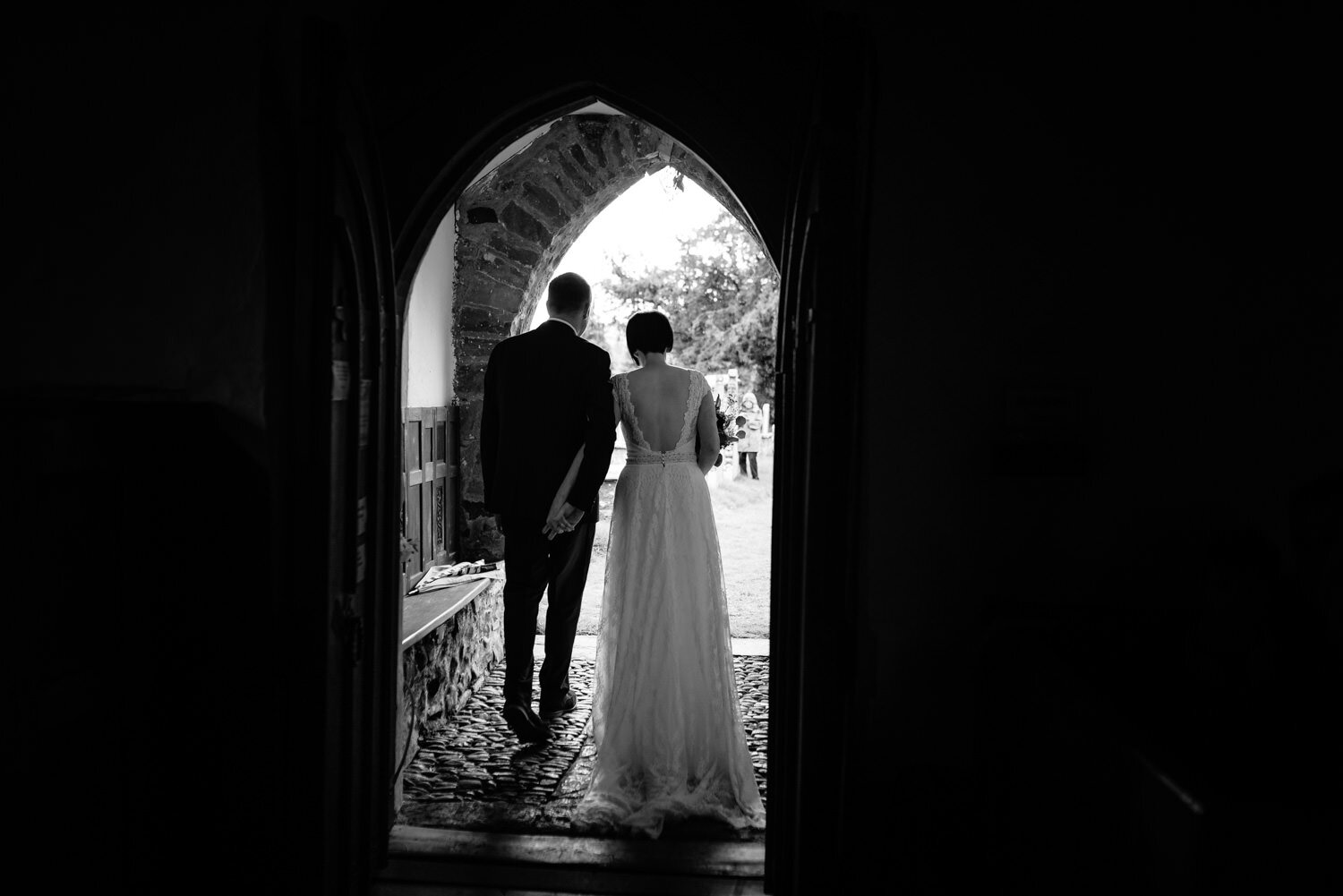 Bride &amp; Groom exiting mid wales church