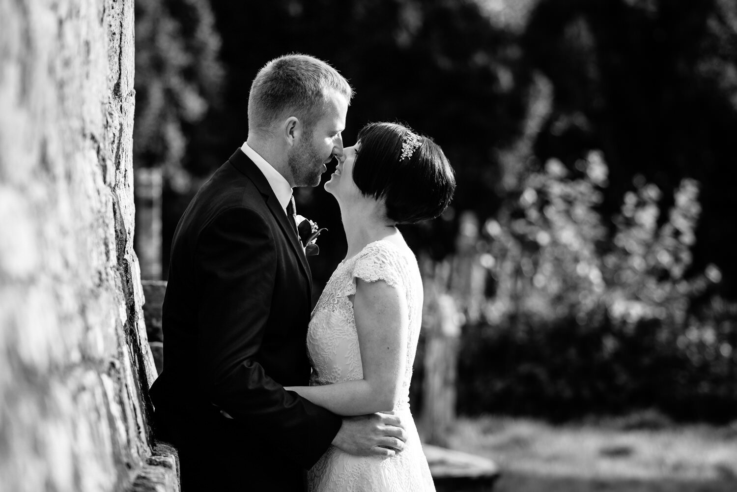 Bride and groom together at Powys wedding