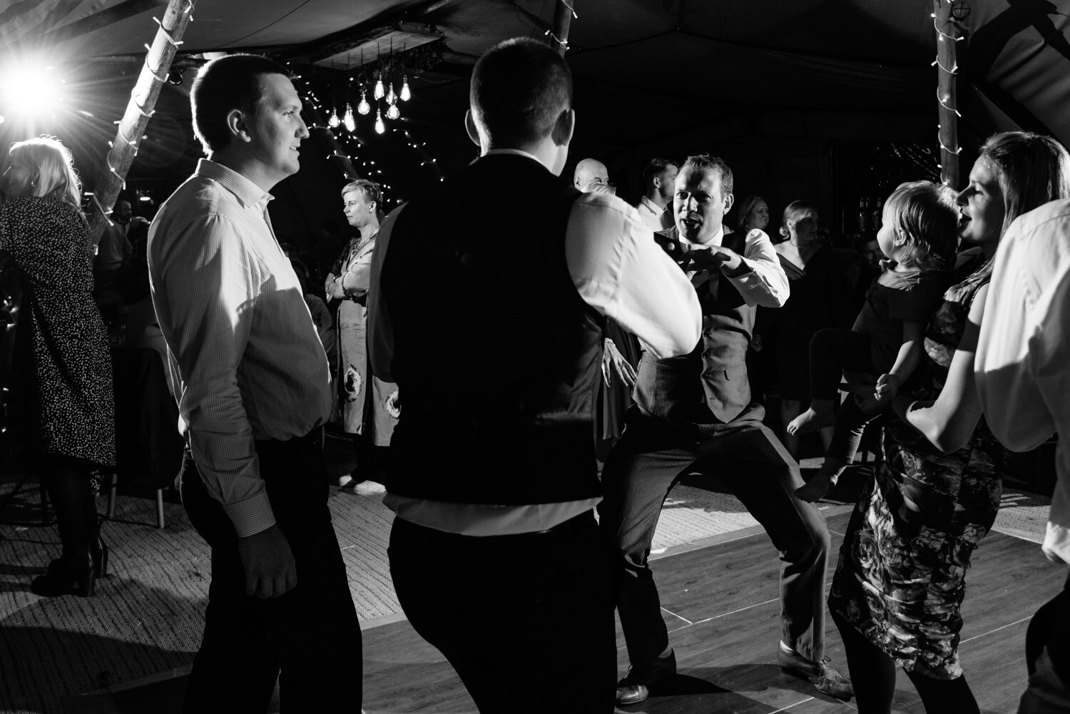 Powys wedding guests dancing