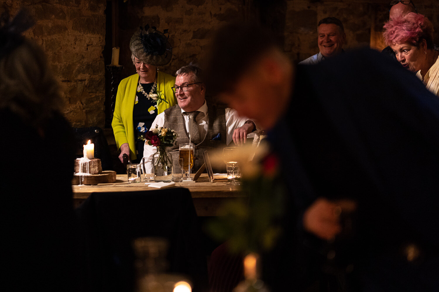 Father of bride during wedding speeches at Lyde Court