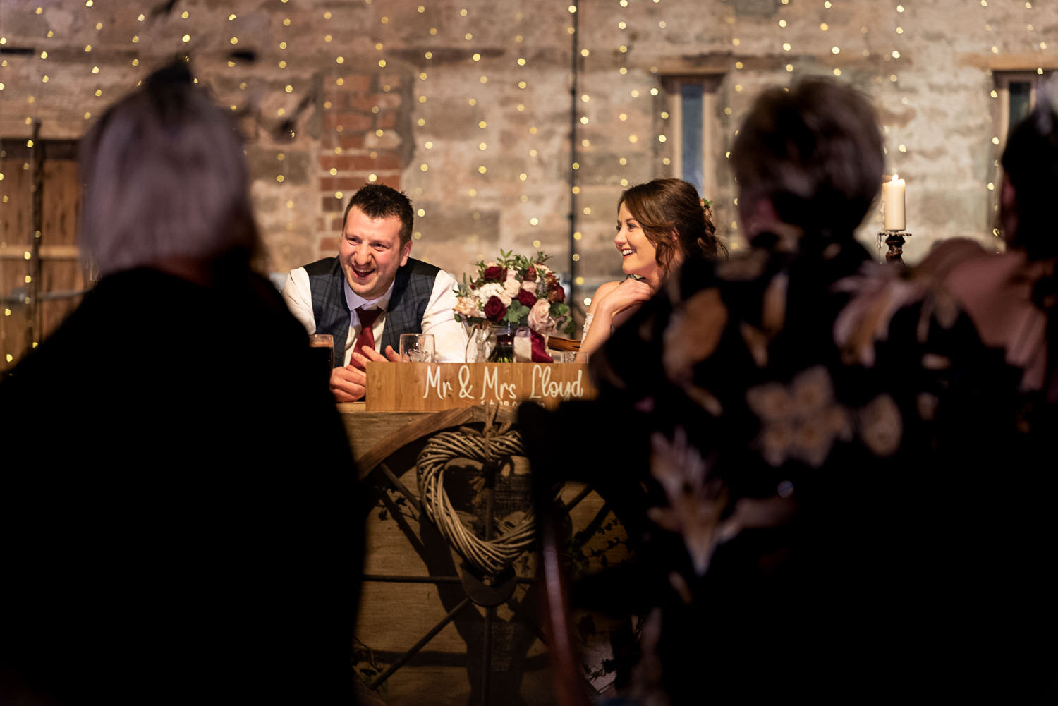 Laughter during Lyde Court wedding speeches
