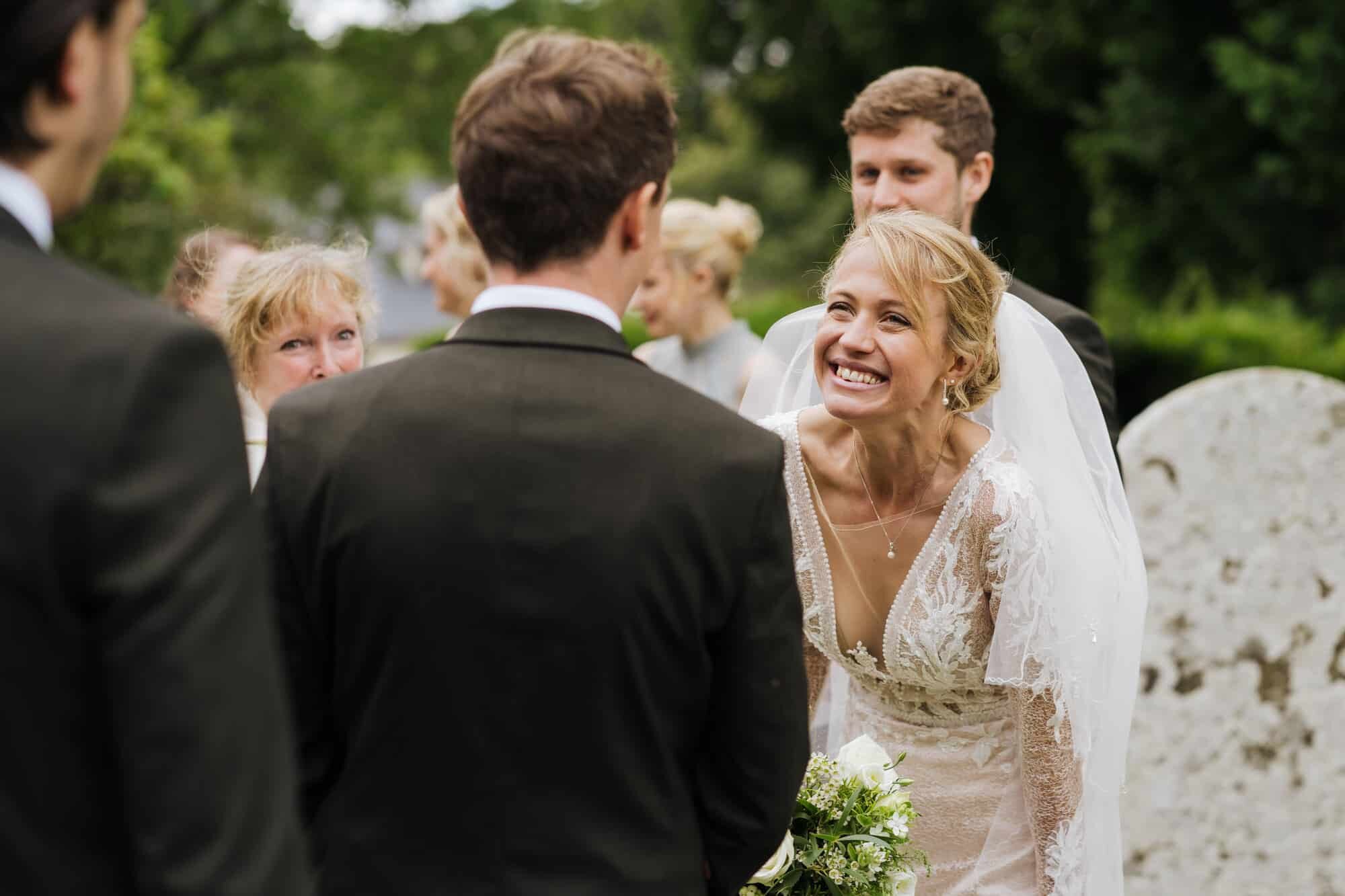 Happy bride after her micro wedding